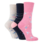 Gentle Grip 6 Pairs Womens Non Elastic Patterned Socks