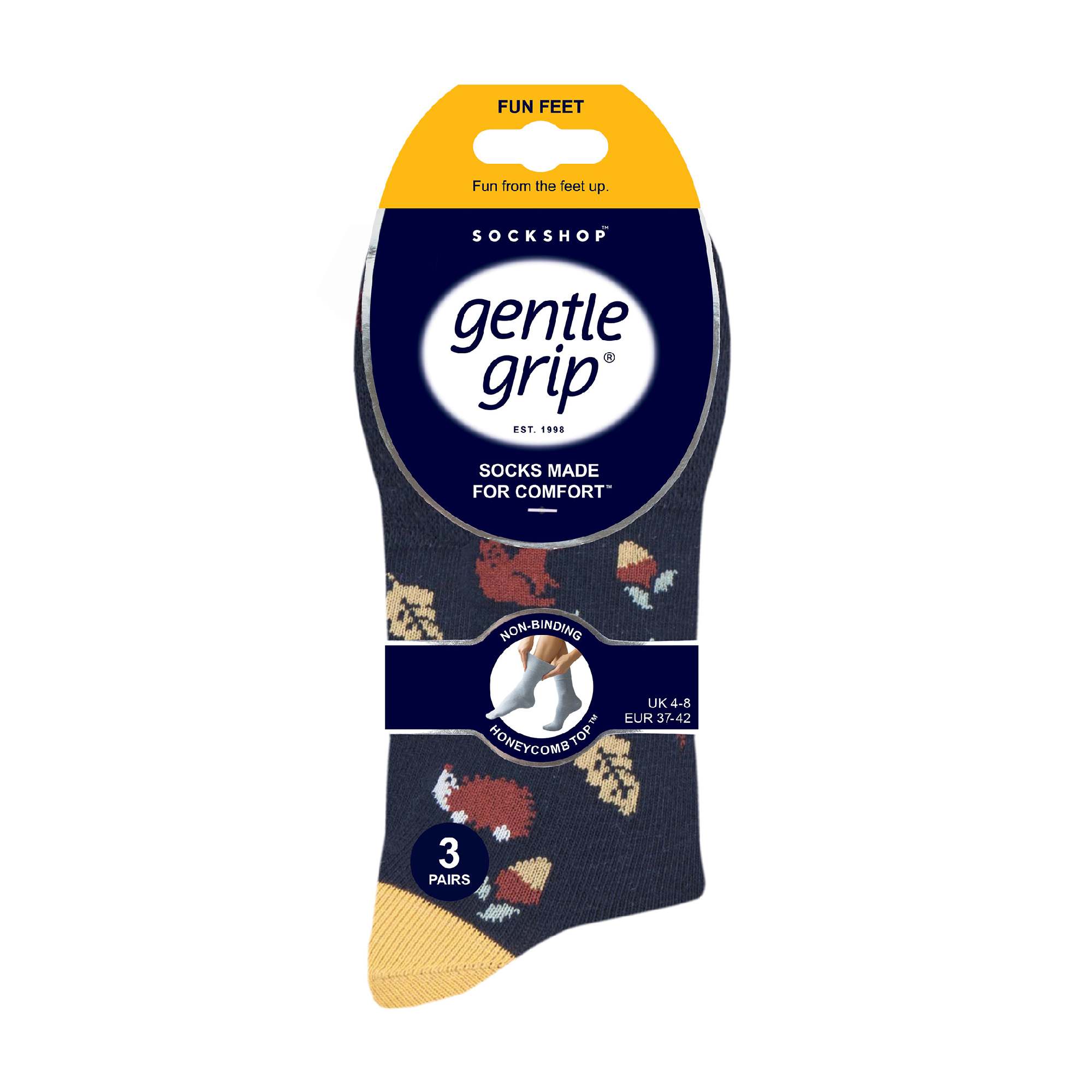 Gentle Grip 6 Pairs Womens Non Elastic Patterned Socks