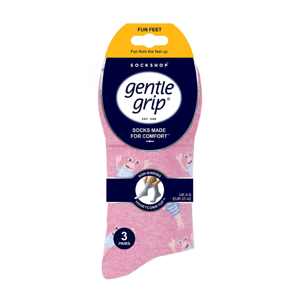 Gentle Grip 6 Pairs Womens Non Elastic Patterned Socks