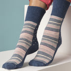 Gentle Grip 6 Pack Womens Non Elastic Patterned Cotton Socks for Poor Circulation