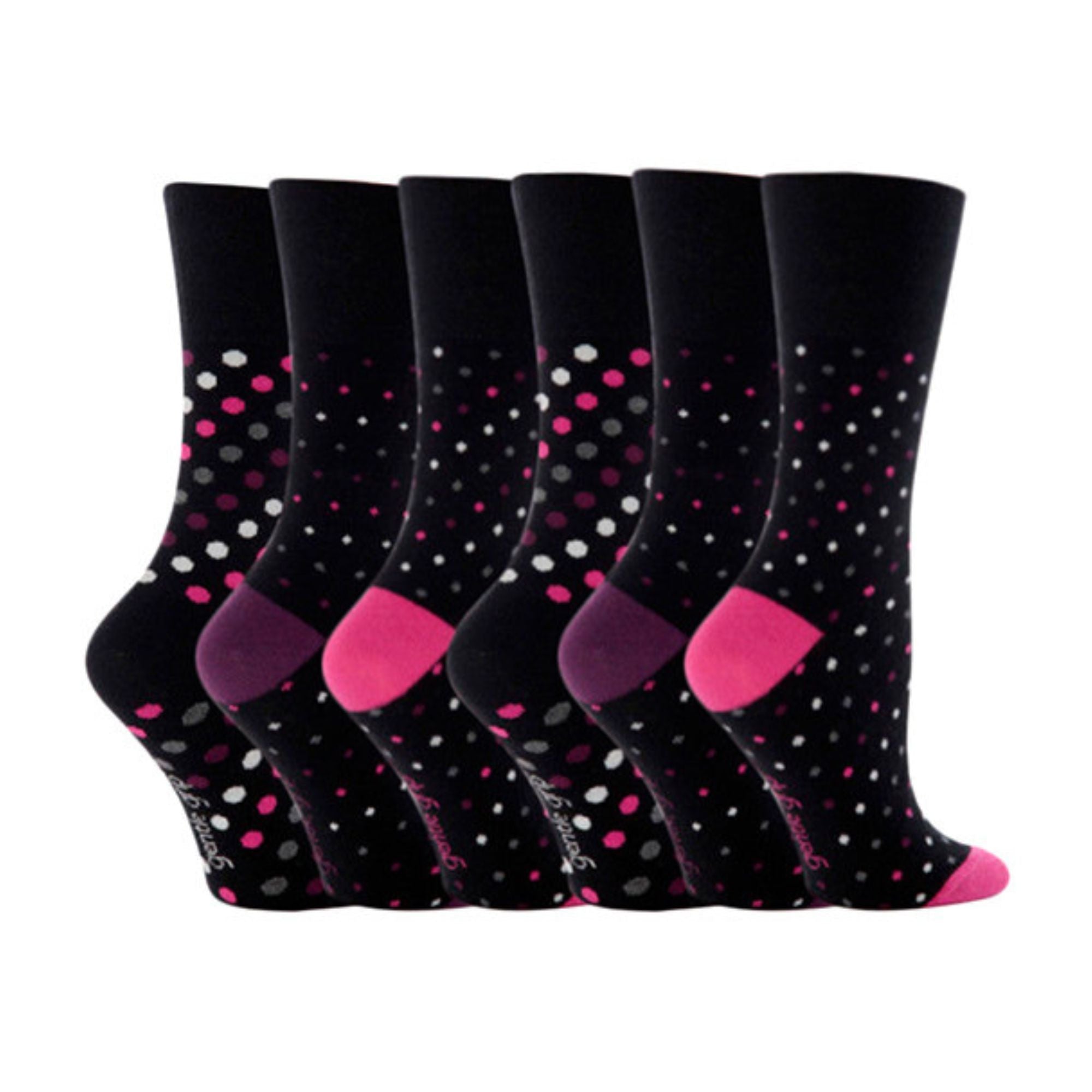 Gentle Grip 6 Pack Womens Non Elastic Patterned Cotton Socks for Poor Circulation