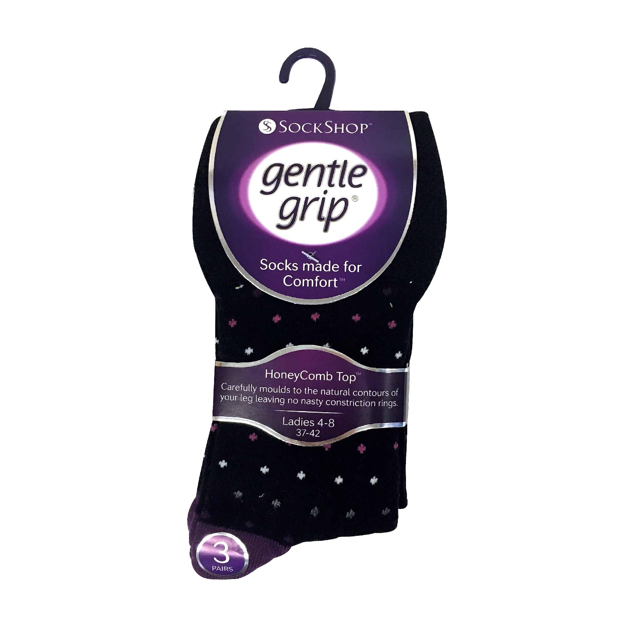 Gentle Grip 6 Pack Womens Non Elastic Patterned Cotton Socks for Poor Circulation