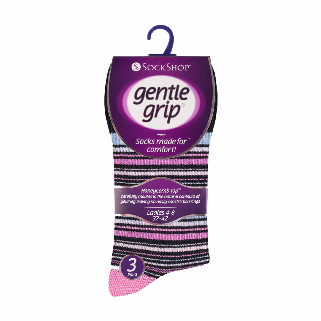 Gentle Grip 6 Pack Womens Patterned Non Elastic Cotton Socks
