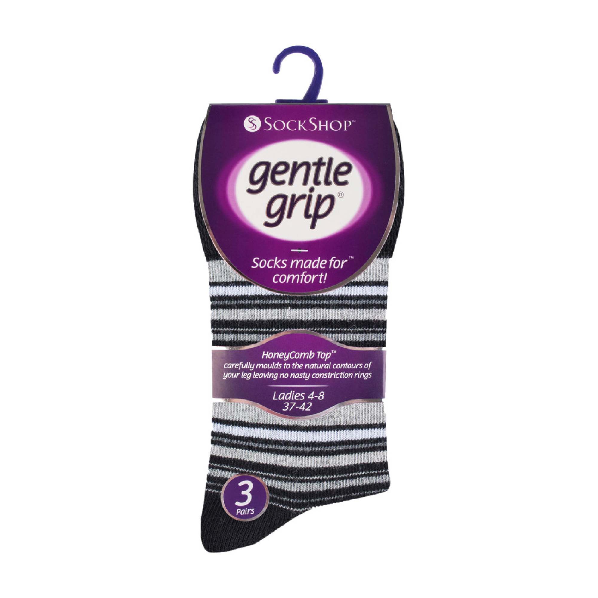 Gentle Grip 6 Pack Womens Patterned Non Elastic Cotton Socks
