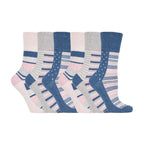 Gentle Grip 6 Pack Womens Patterned Non Elastic Cotton Socks