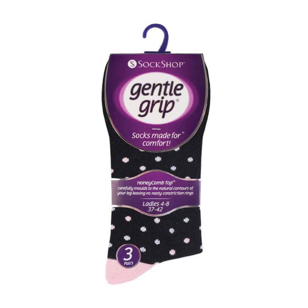 Gentle Grip 6 Pack Womens Patterned Non Elastic Cotton Socks