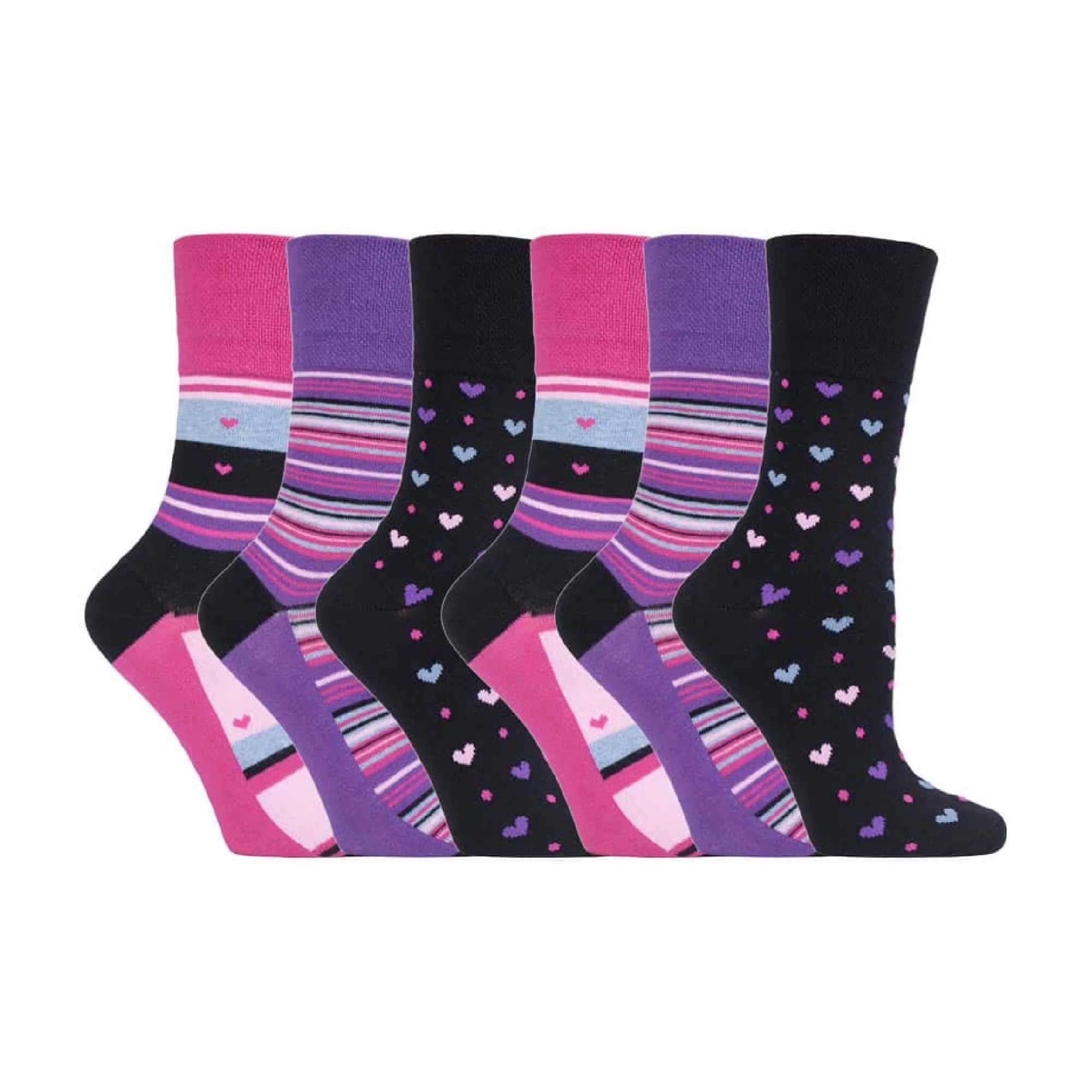 Sock Snob 6 Pack Womens Patterned Cotton Non Elastic Socks