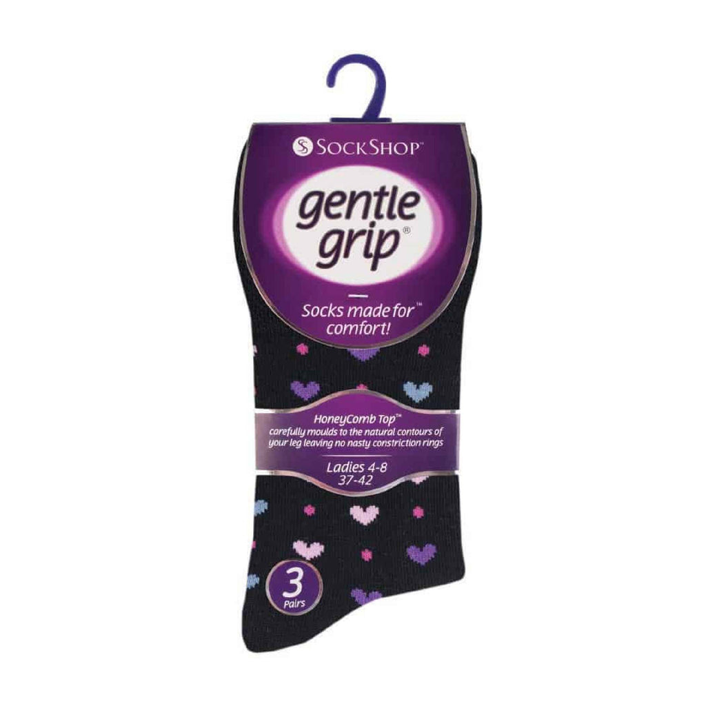 Gentle Grip 6 Pack Womens Patterned Non Elastic Cotton Socks