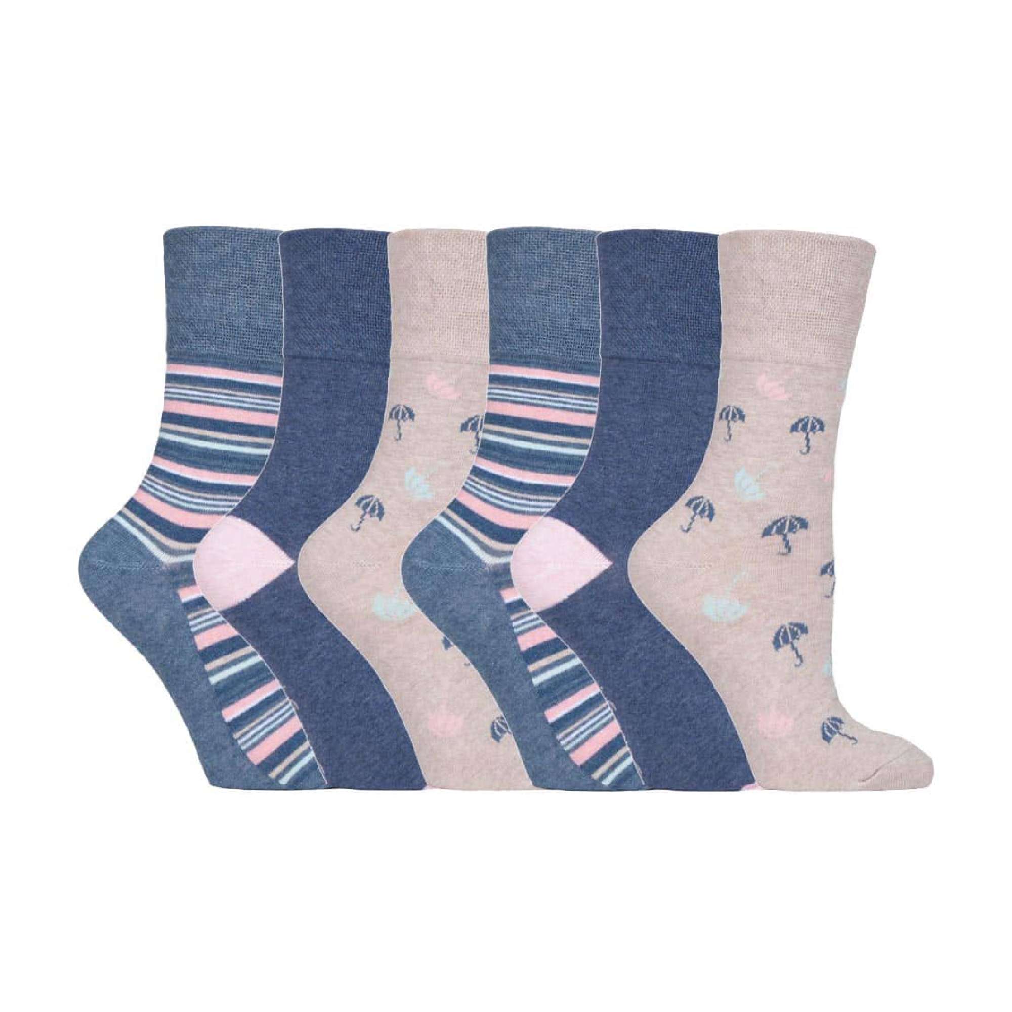 Sock Snob 6 Pack Womens Patterned Cotton Non Elastic Socks