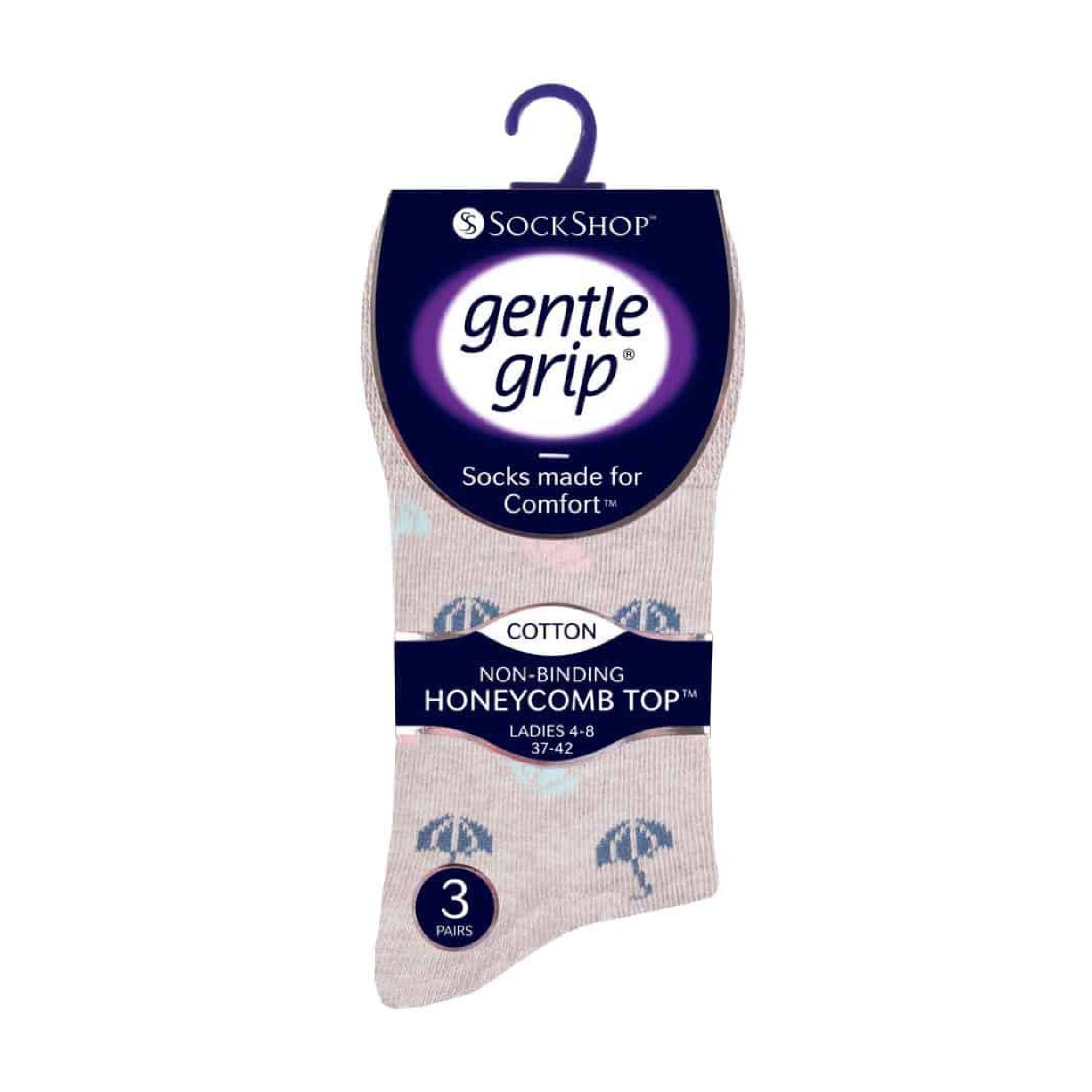 Gentle Grip 6 Pack Womens Non Elastic Loose Top Patterned Cotton Rich Socks