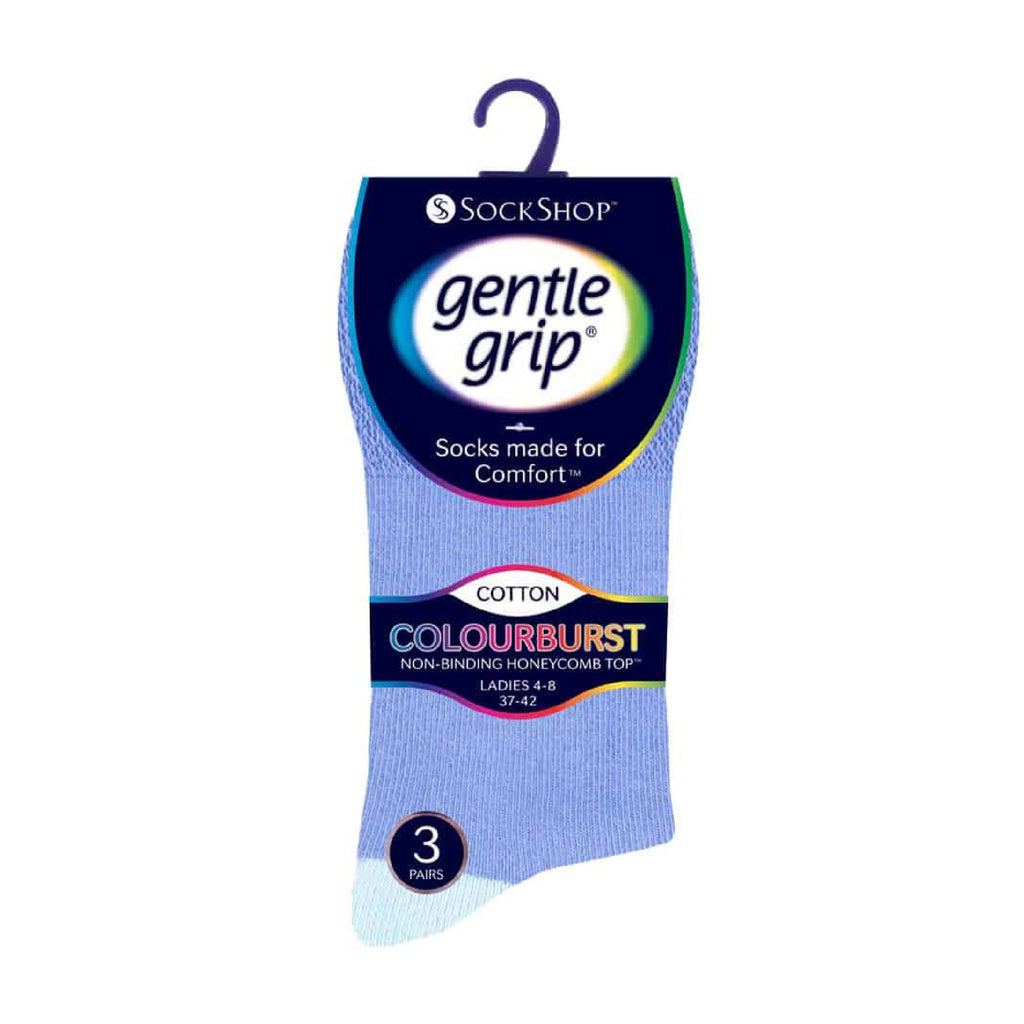 Gentle Grip 6 Pack Womens Non Elastic Loose Top Patterned Cotton Rich Socks