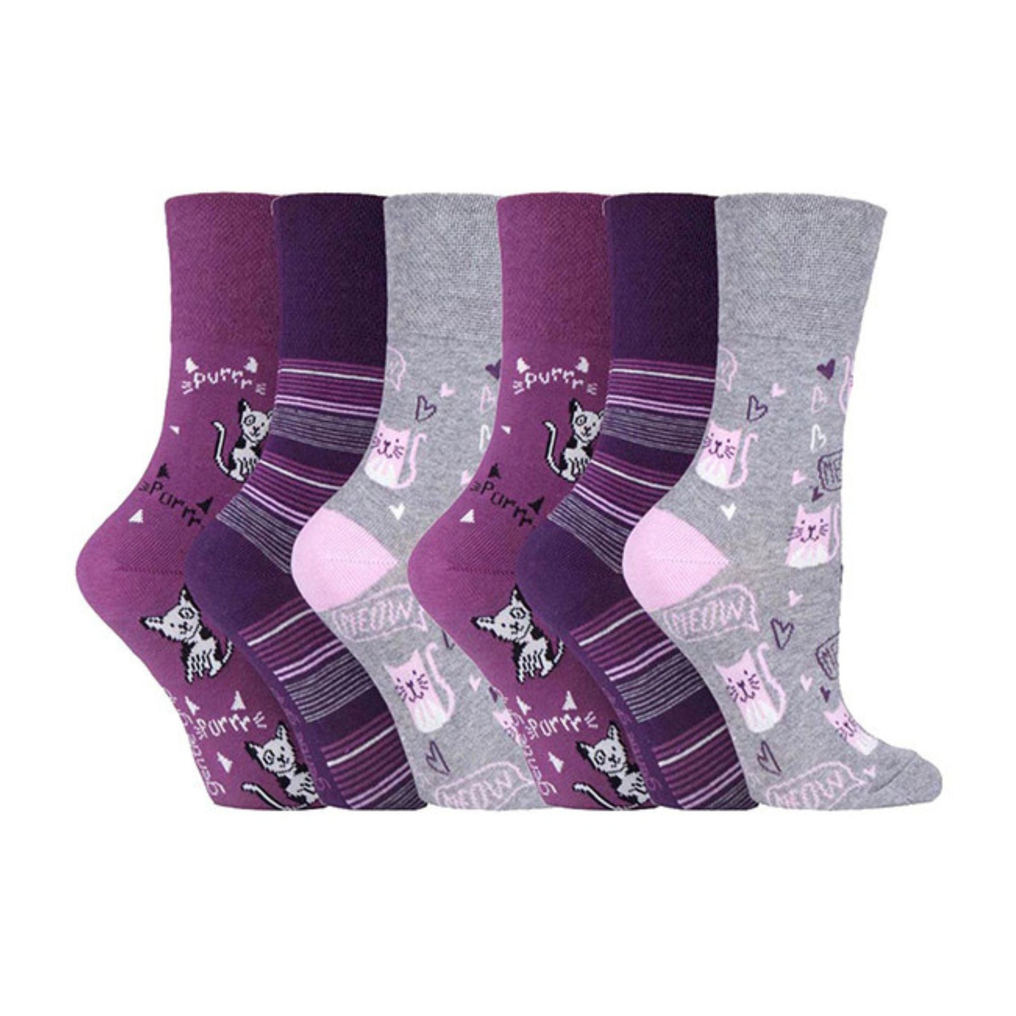 Sock Snob 6 Pack Womens Patterned Cotton Non Elastic Socks