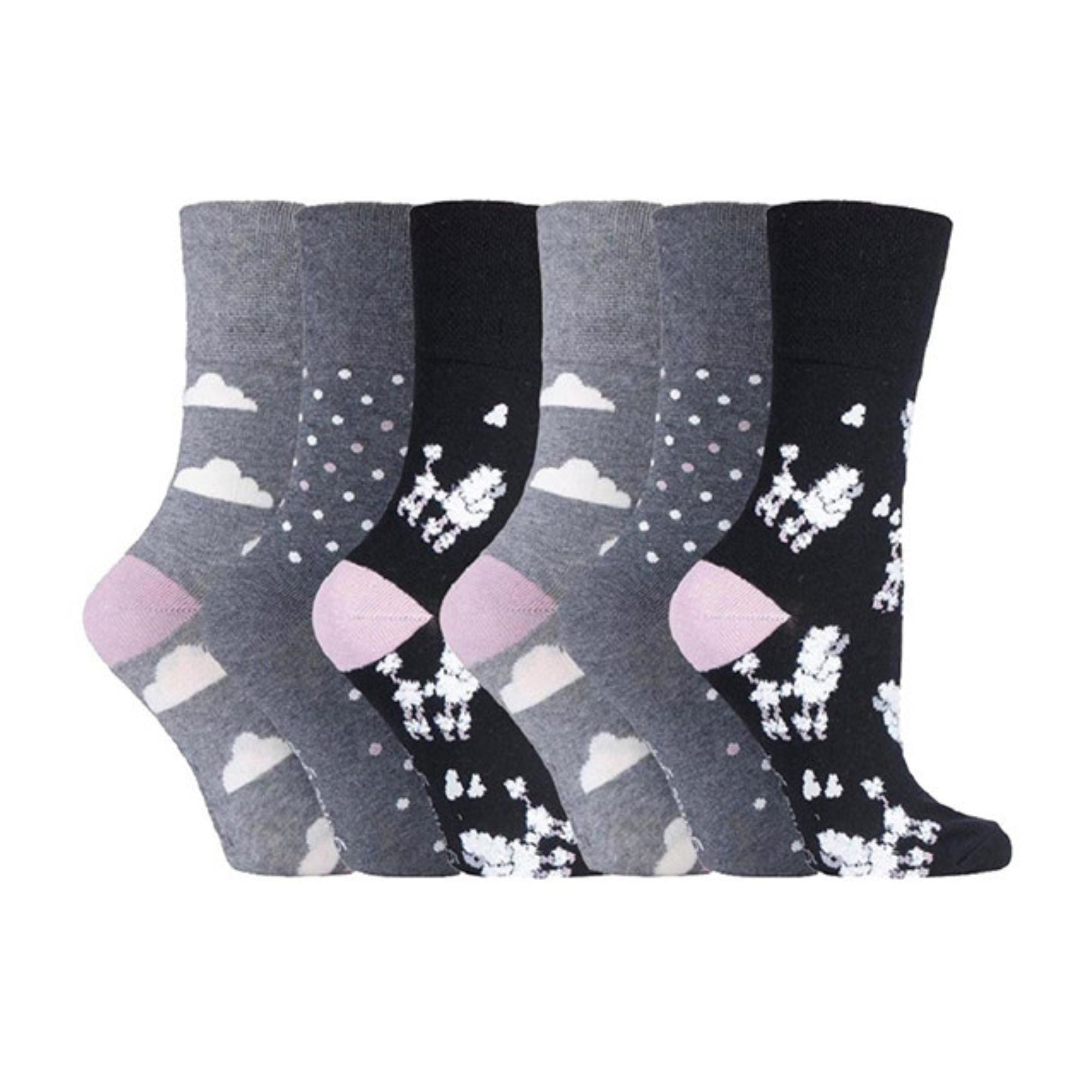Sock Snob 6 Pack Womens Patterned Cotton Non Elastic Socks