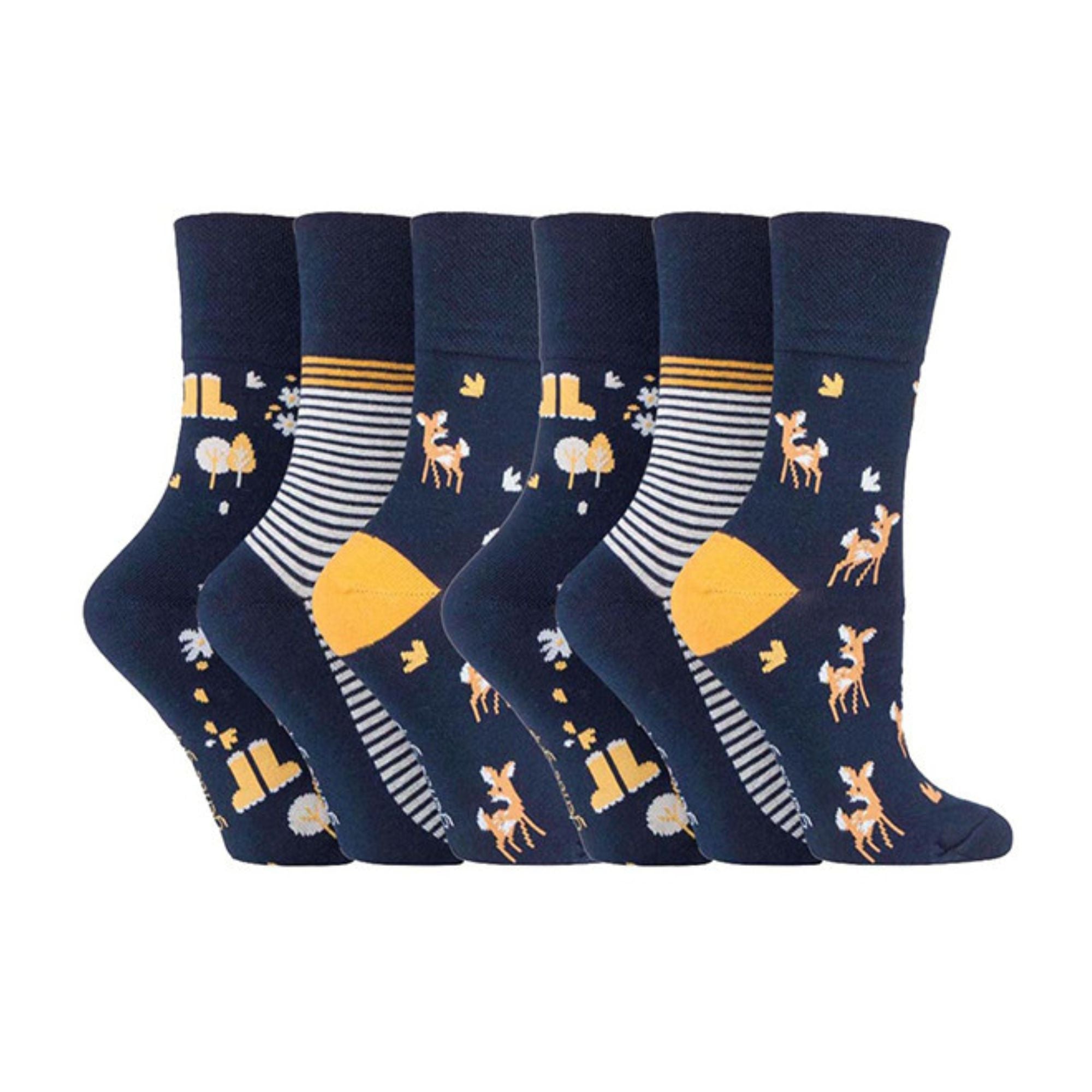 Sock Snob 6 Pack Womens Patterned Cotton Non Elastic Socks