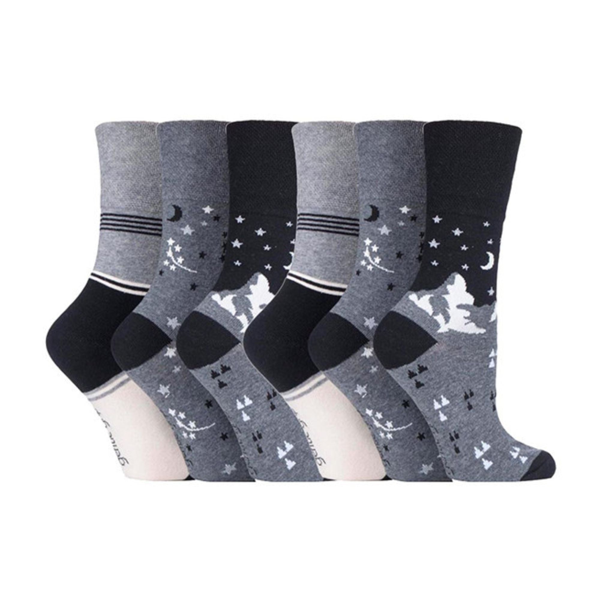 Sock Snob 6 Pack Womens Patterned Cotton Non Elastic Socks