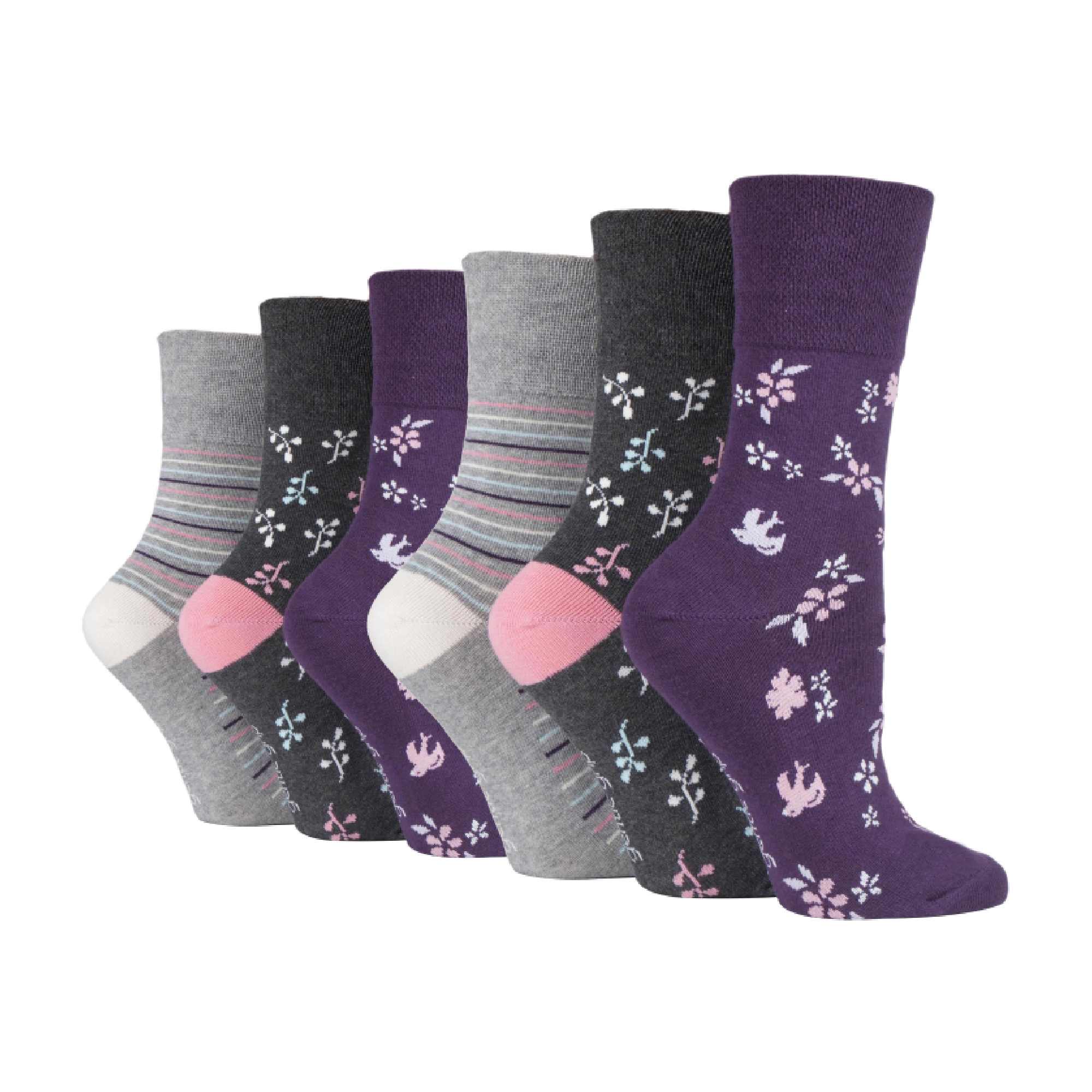 Sock Snob 6 Pack Womens Patterned Cotton Non Elastic Socks