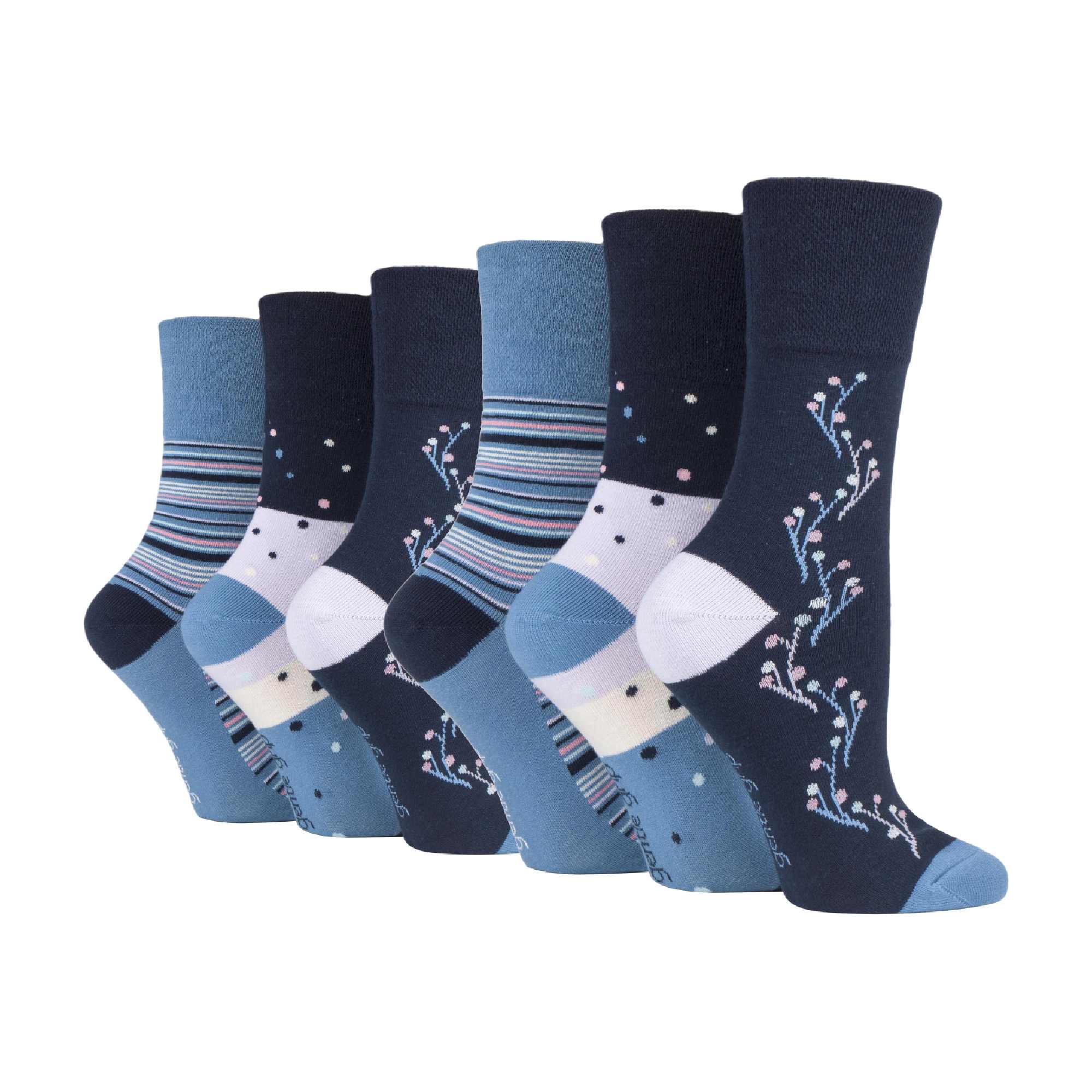 Sock Snob 6 Pack Womens Patterned Cotton Non Elastic Socks