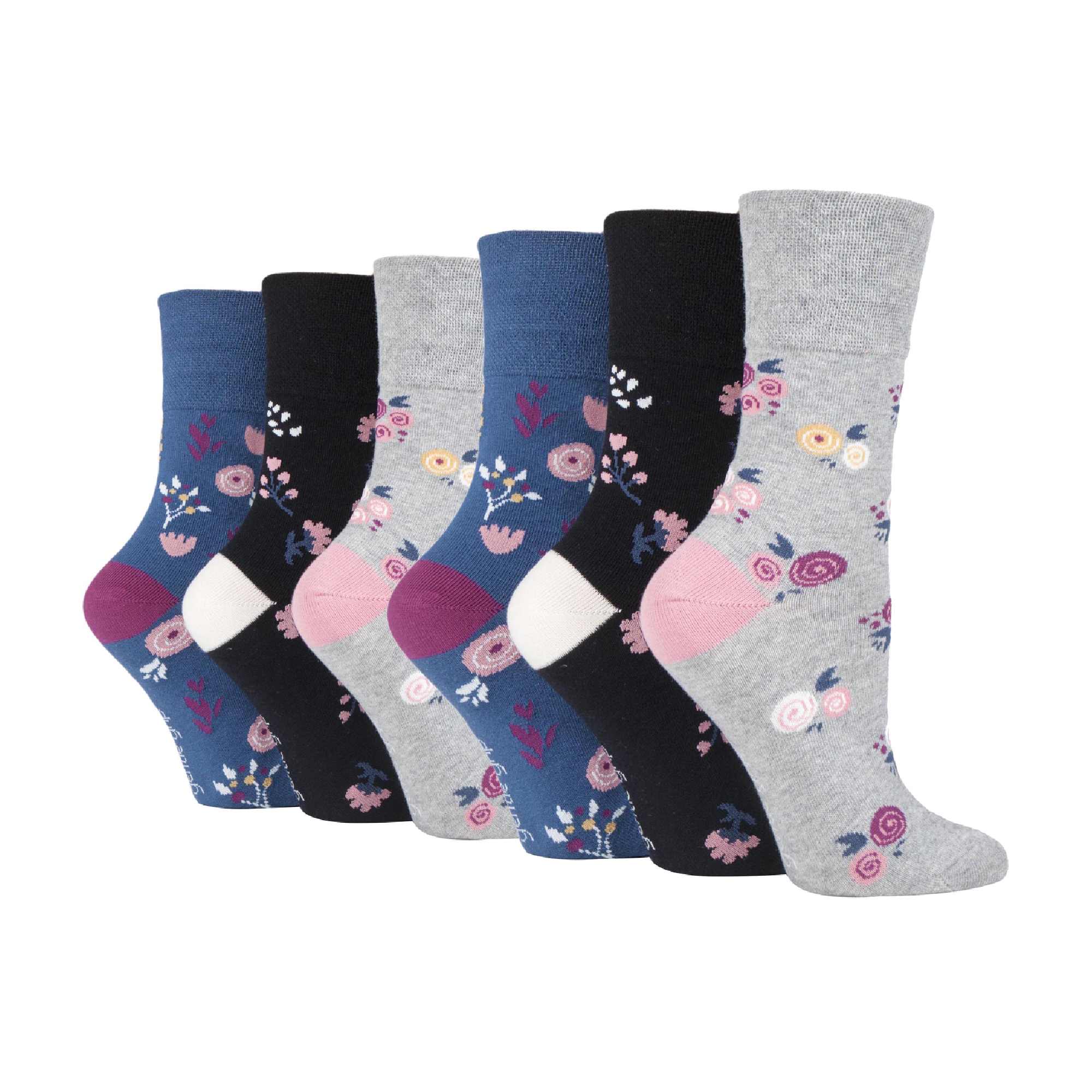 Sock Snob 6 Pack Womens Patterned Cotton Non Elastic Socks