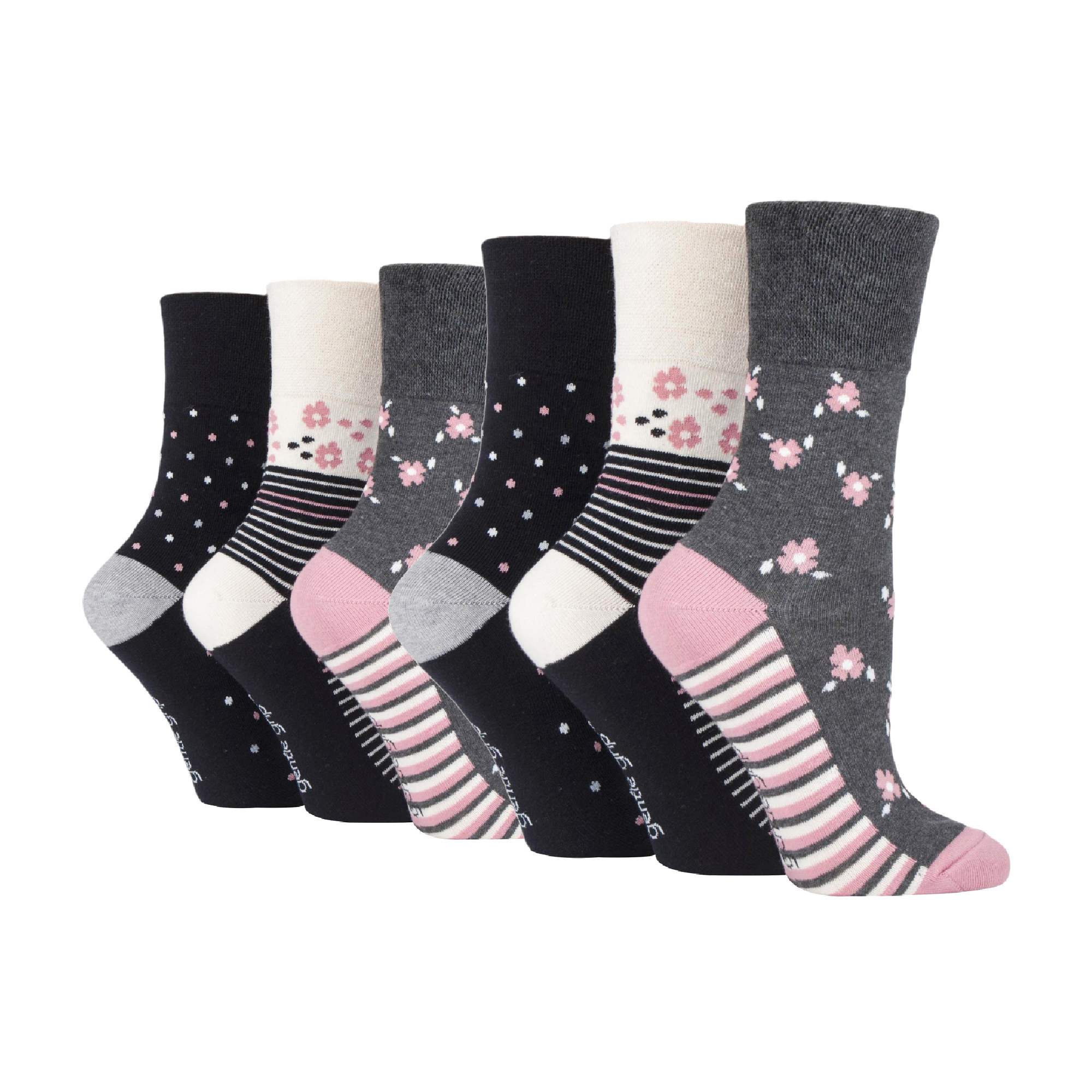 Sock Snob 6 Pack Womens Patterned Cotton Non Elastic Socks