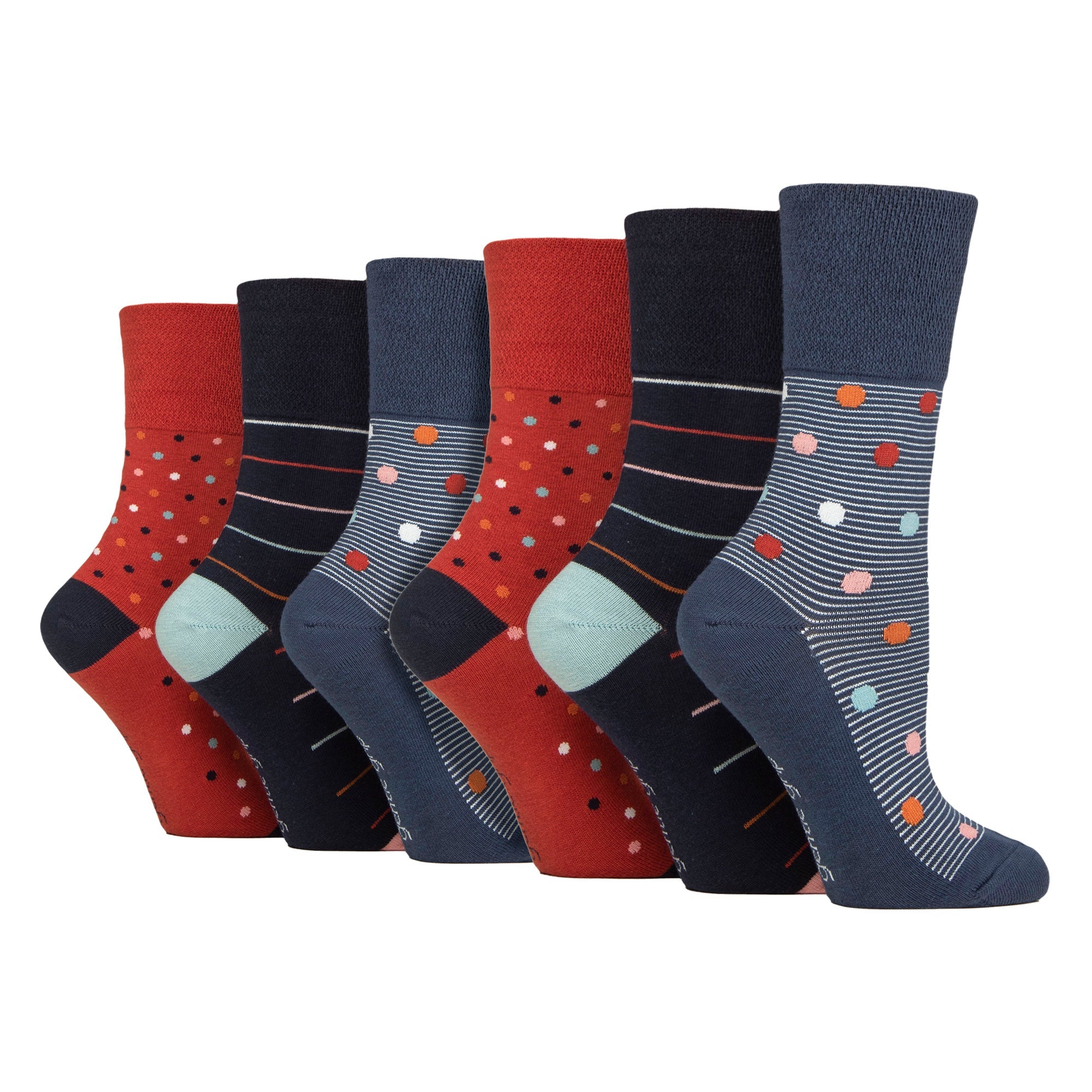 Sock Snob 6 Pack Womens Patterned Cotton Non Elastic Socks