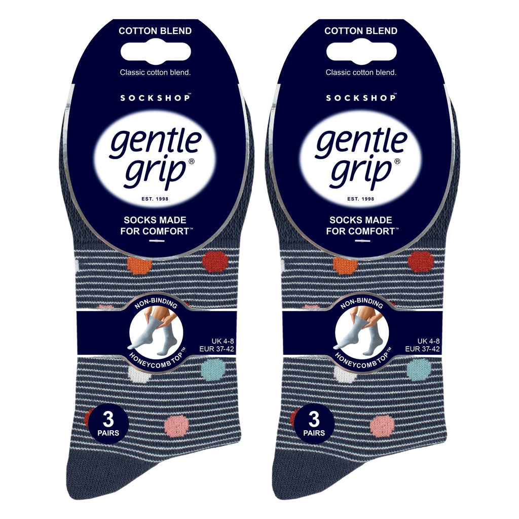 Sock Snob 6 Pack Womens Patterned Cotton Non Elastic Socks