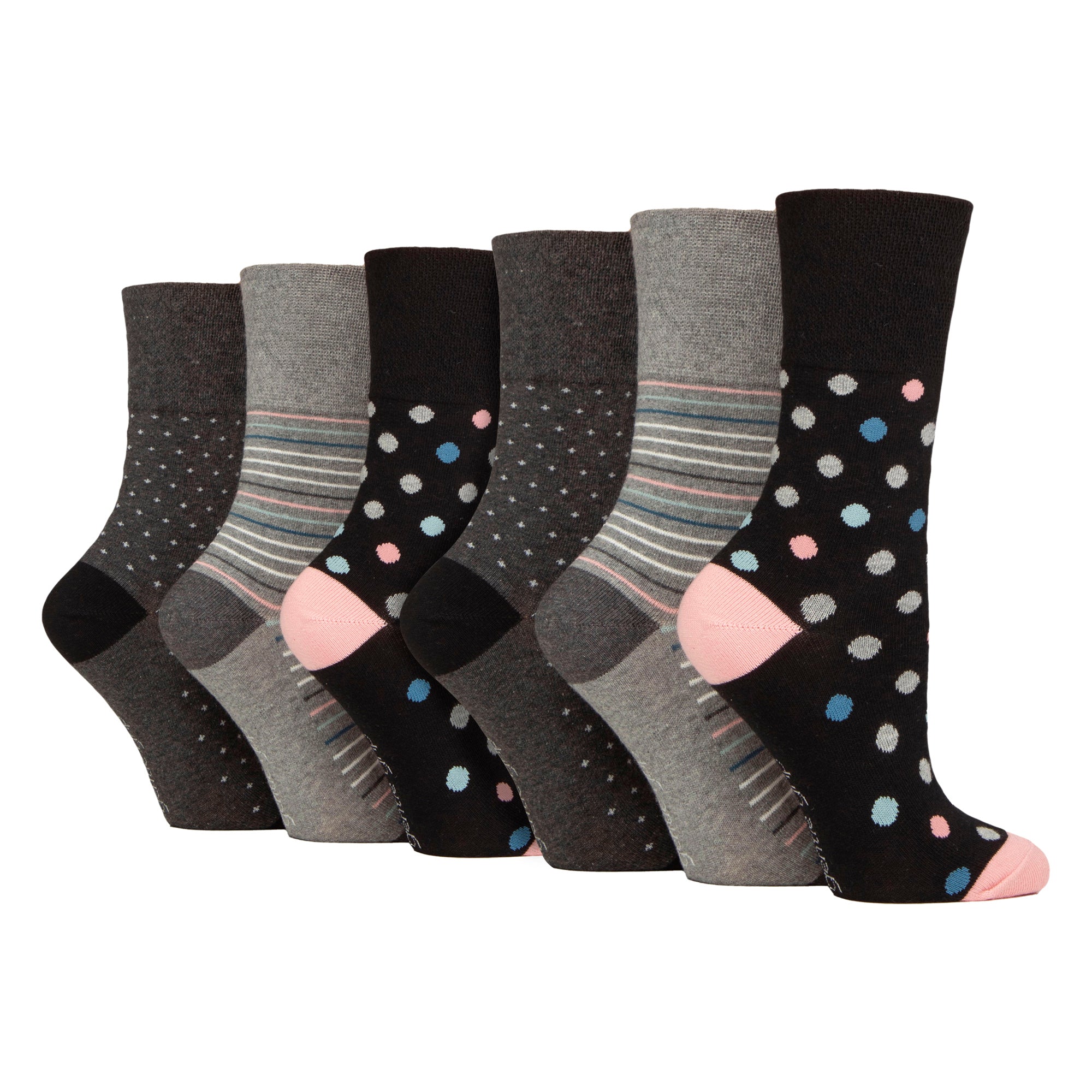 Sock Snob 6 Pack Womens Patterned Cotton Non Elastic Socks