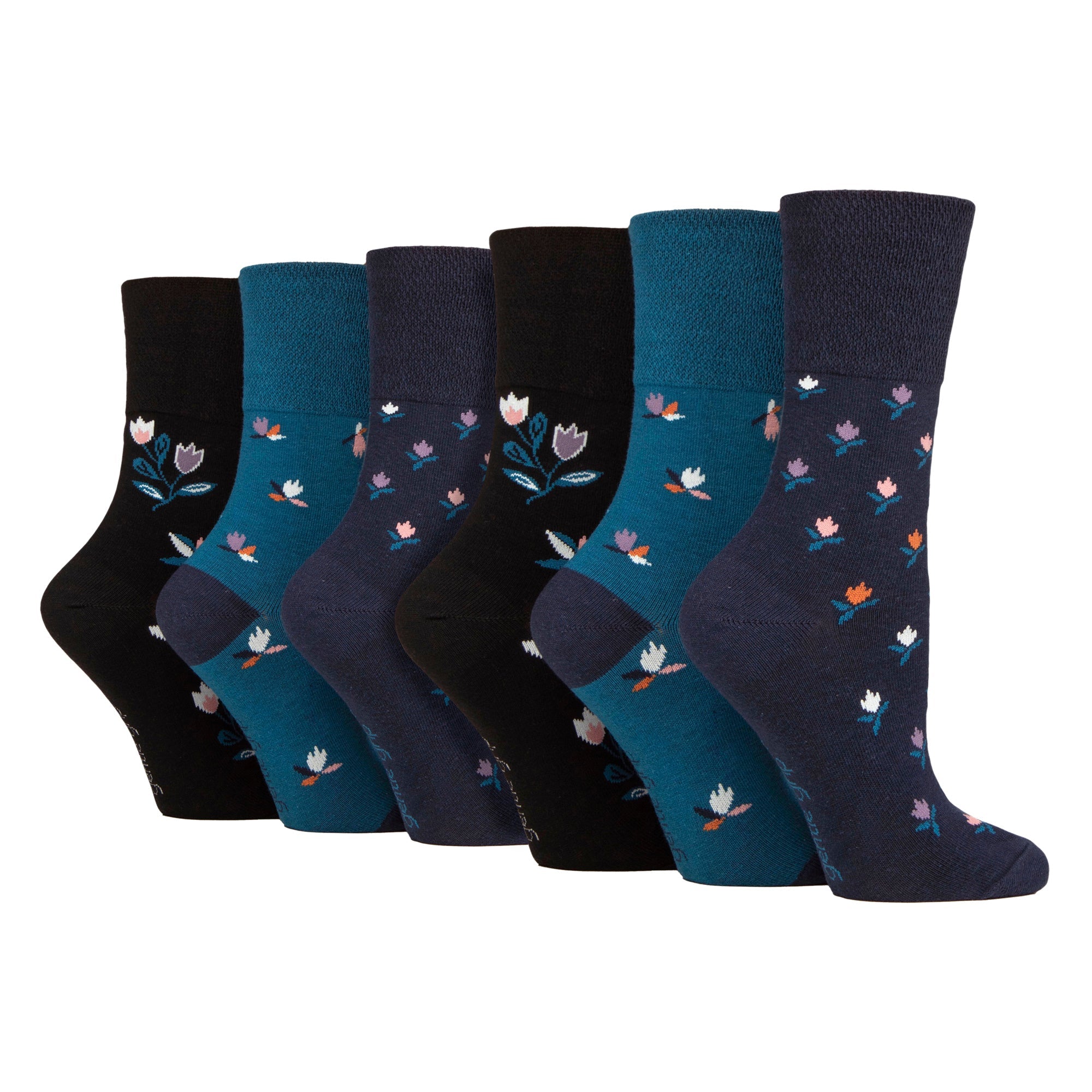 Sock Snob 6 Pack Womens Patterned Cotton Non Elastic Socks