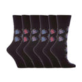 Gentle Grip 6 Pack Womens Non Elastic Floral Patterned Cotton Socks
