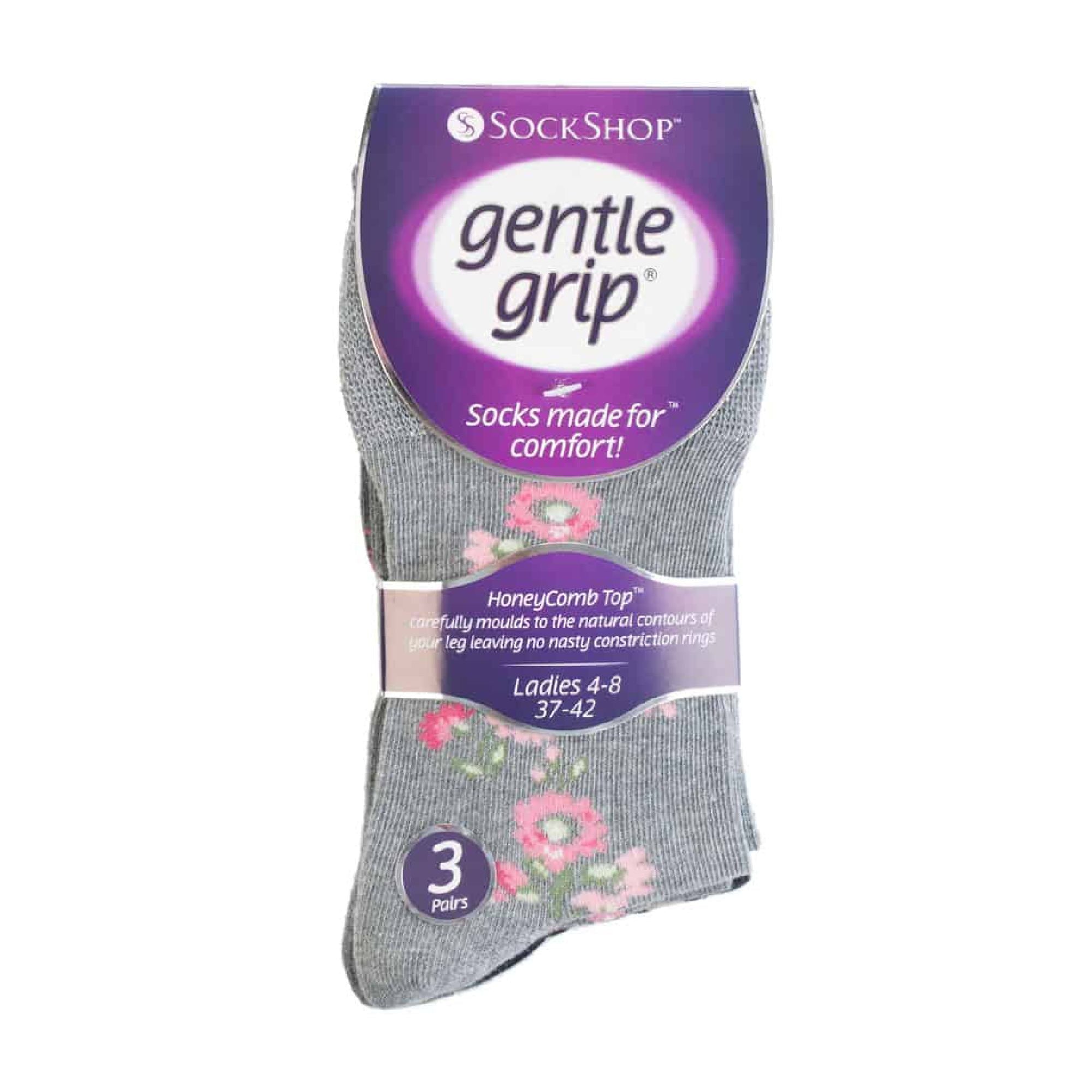 Gentle Grip 6 Pack Womens Non Elastic Floral Patterned Cotton Socks
