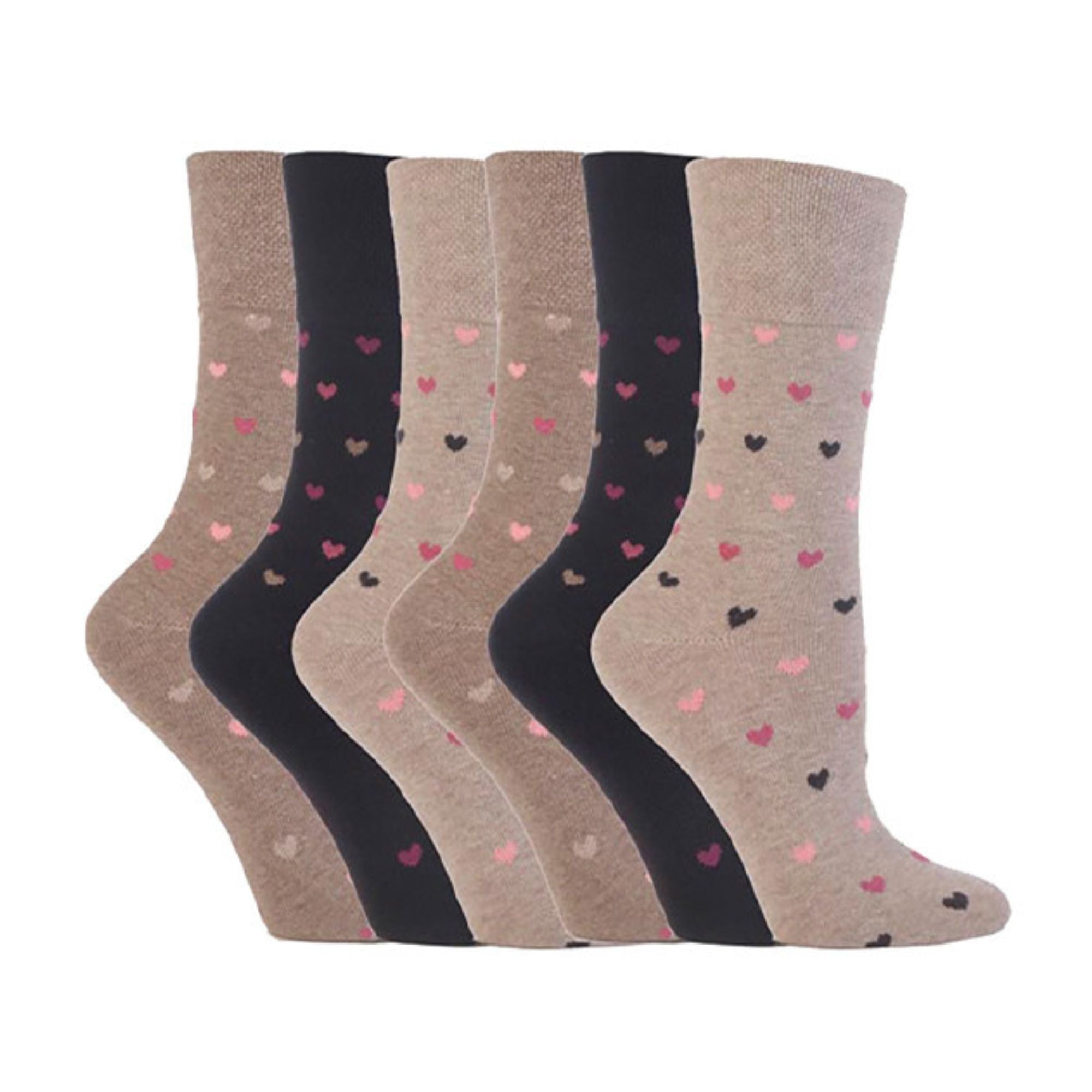 Gentle Grip 6 Pack Womens Non Elastic Patterned Cotton Socks for Poor Circulation