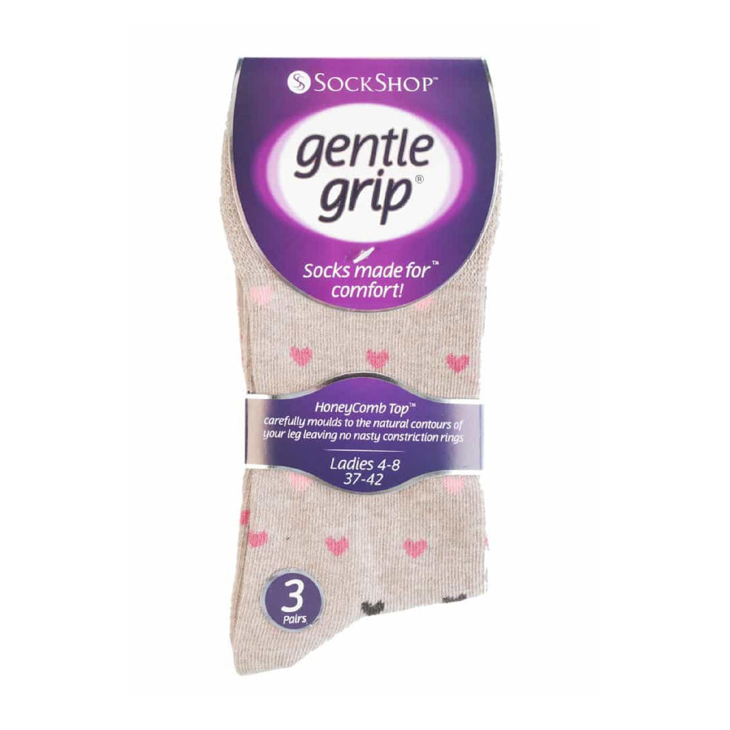 Gentle Grip 6 Pack Womens Non Elastic Patterned Cotton Socks for Poor Circulation