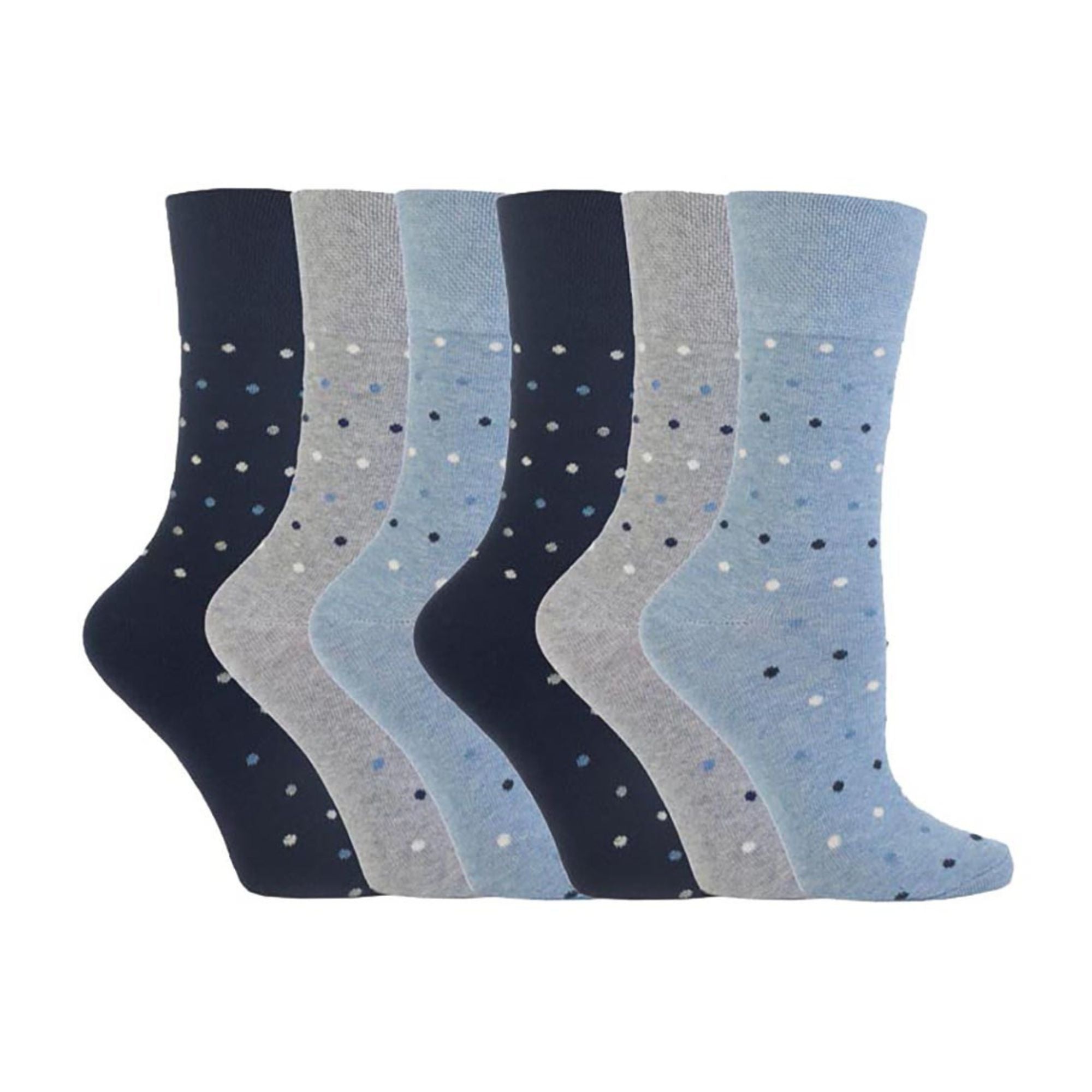 Gentle Grip 6 Pack Womens Non Elastic Patterned Cotton Socks for Poor Circulation