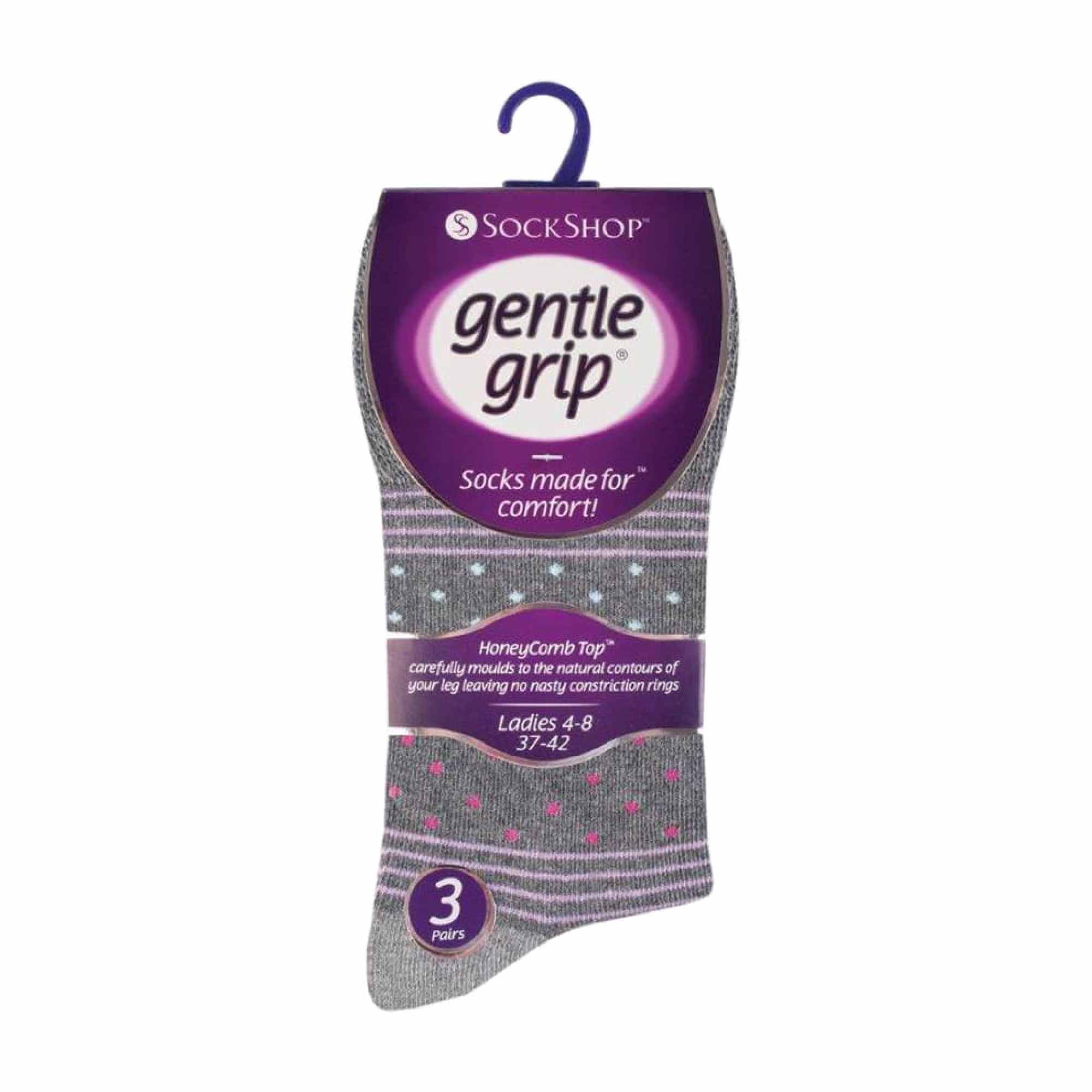 Gentle Grip 6 Pack Womens Patterned Non Elastic Cotton Socks