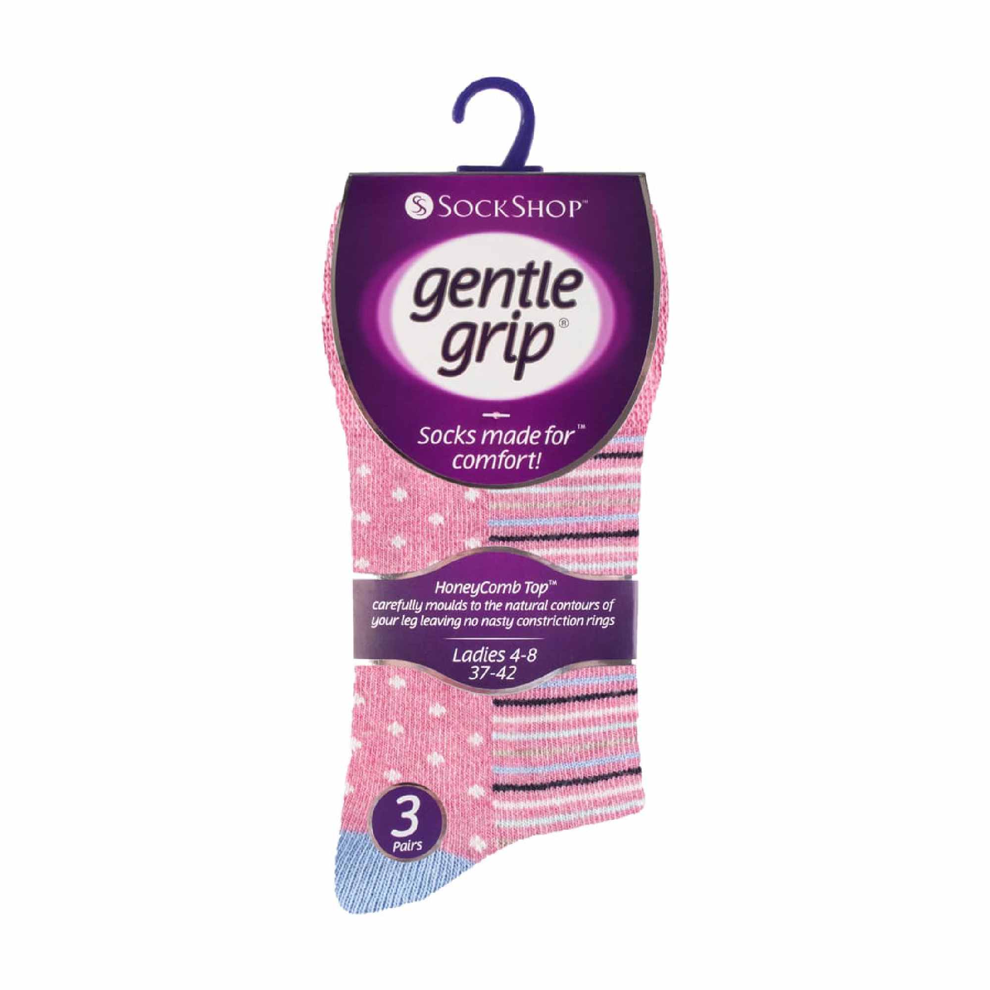 Gentle Grip 6 Pack Womens Patterned Non Elastic Cotton Socks