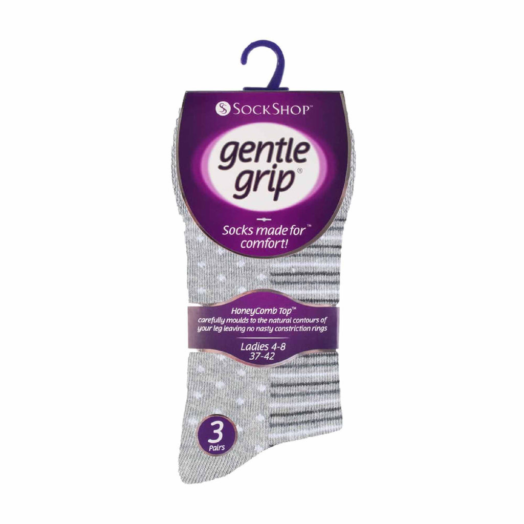 Gentle Grip 6 Pack Womens Patterned Non Elastic Cotton Socks