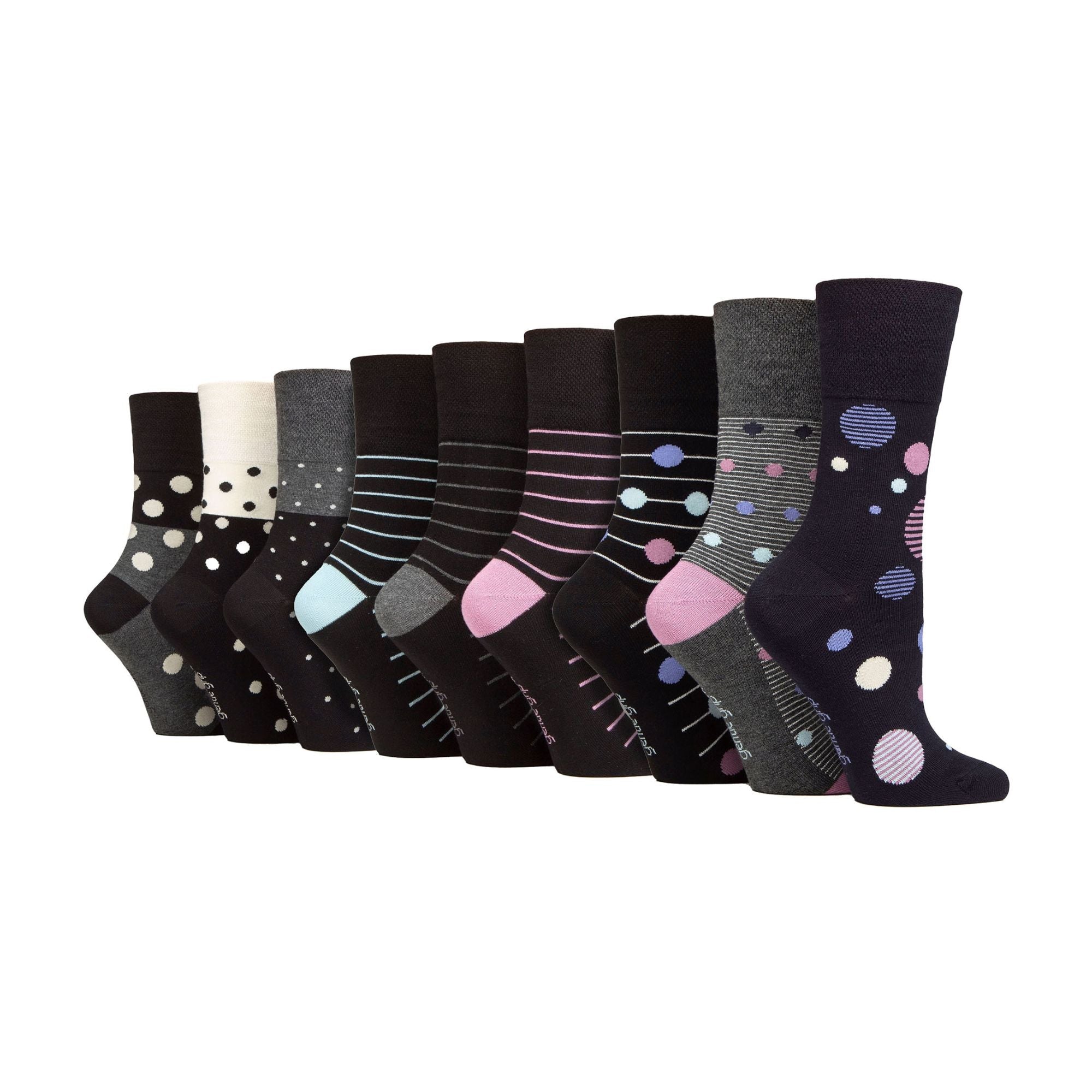 Gentle Grip 9 Pack Womens Soft Breathable Bamboo Non Elastic Dress Socks