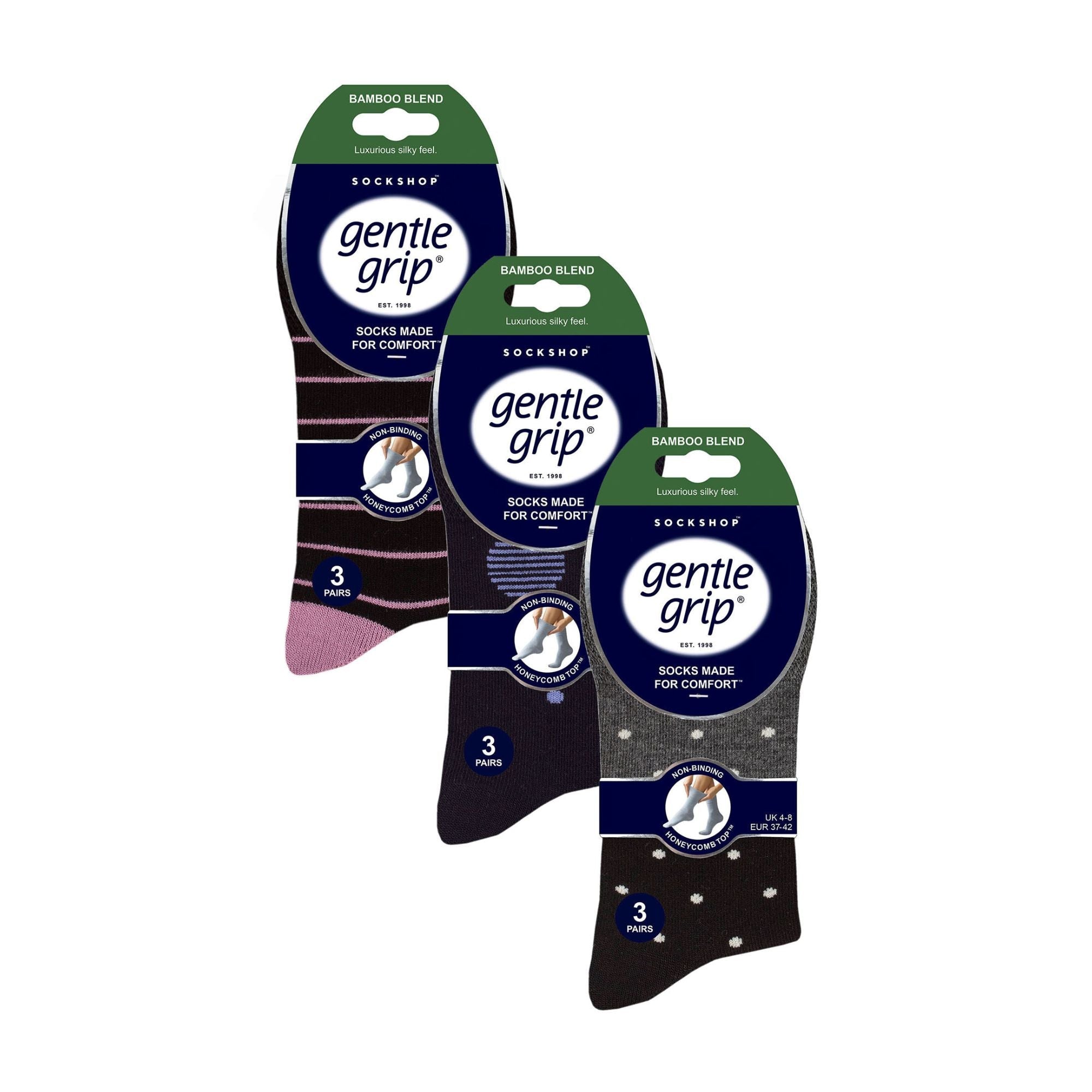 Gentle Grip 9 Pack Womens Soft Breathable Bamboo Non Elastic Dress Socks