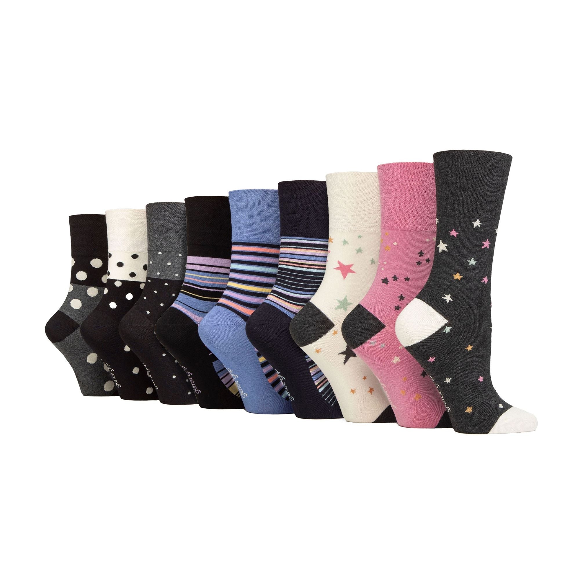 Gentle Grip 9 Pack Womens Soft Breathable Bamboo Non Elastic Dress Socks