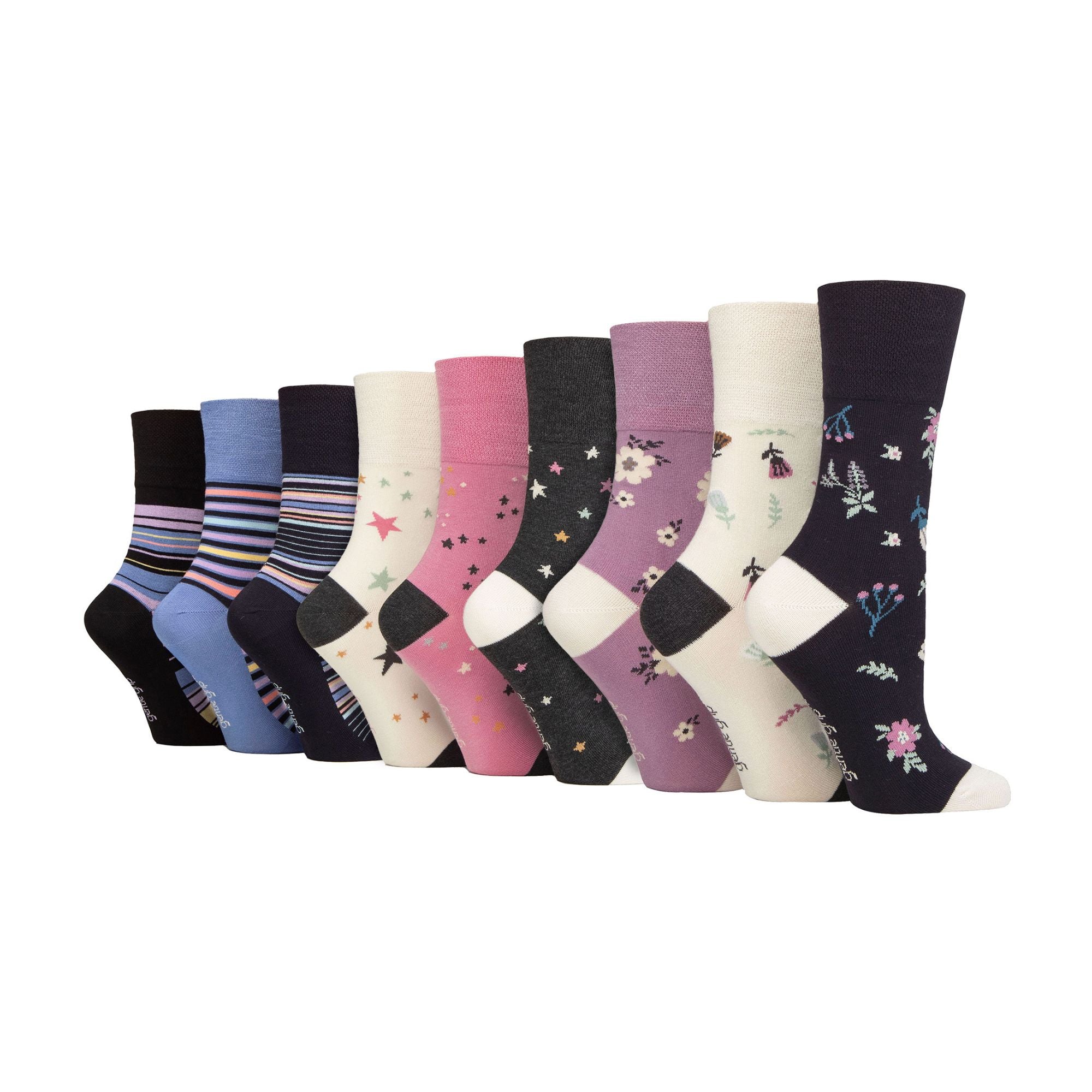 Gentle Grip 9 Pack Womens Soft Breathable Bamboo Non Elastic Dress Socks
