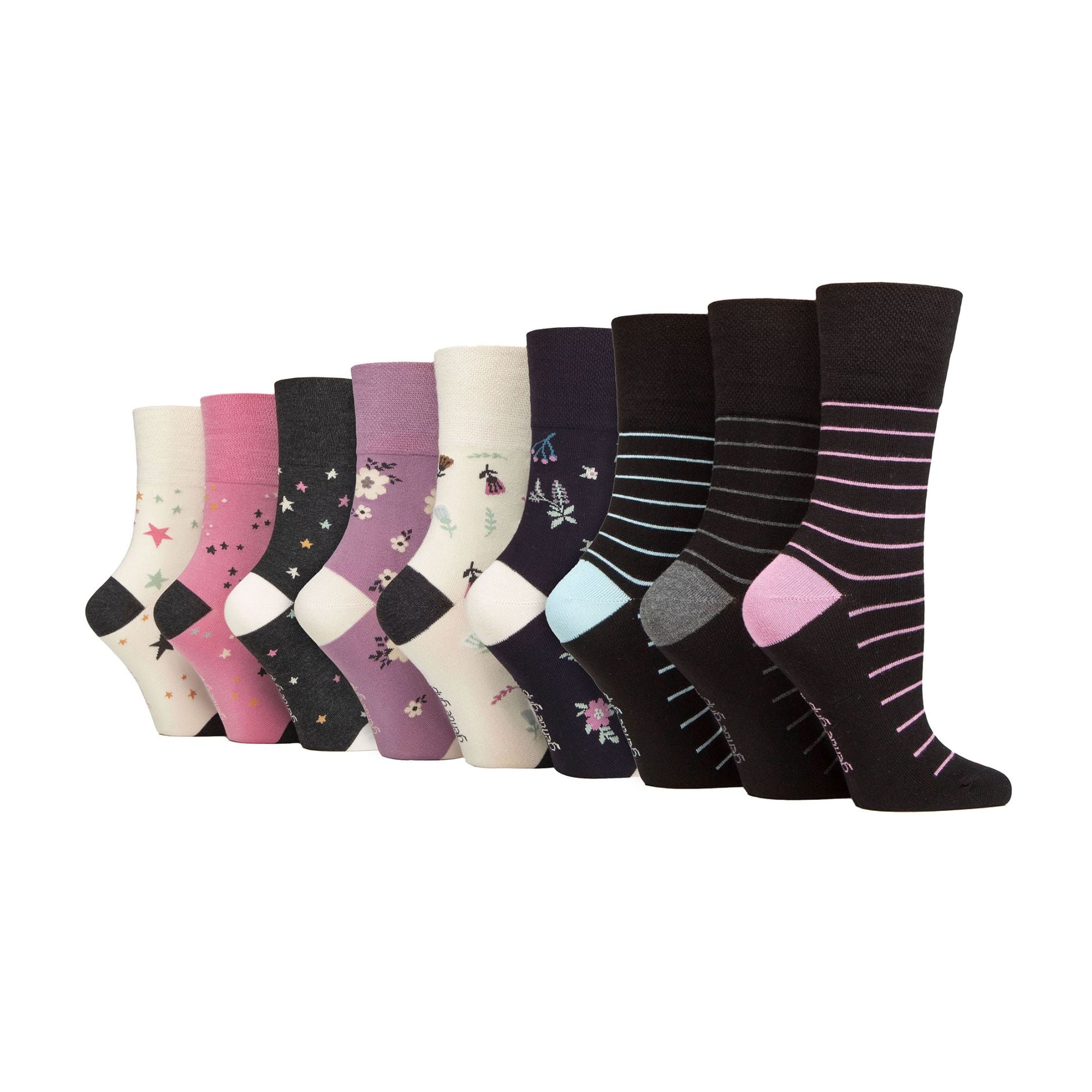 Gentle Grip 9 Pack Womens Soft Breathable Bamboo Non Elastic Dress Socks