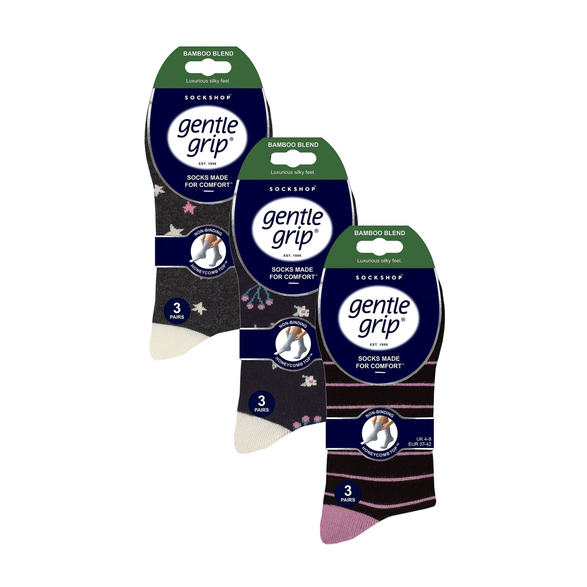 Gentle Grip 9 Pack Womens Soft Breathable Bamboo Non Elastic Dress Socks