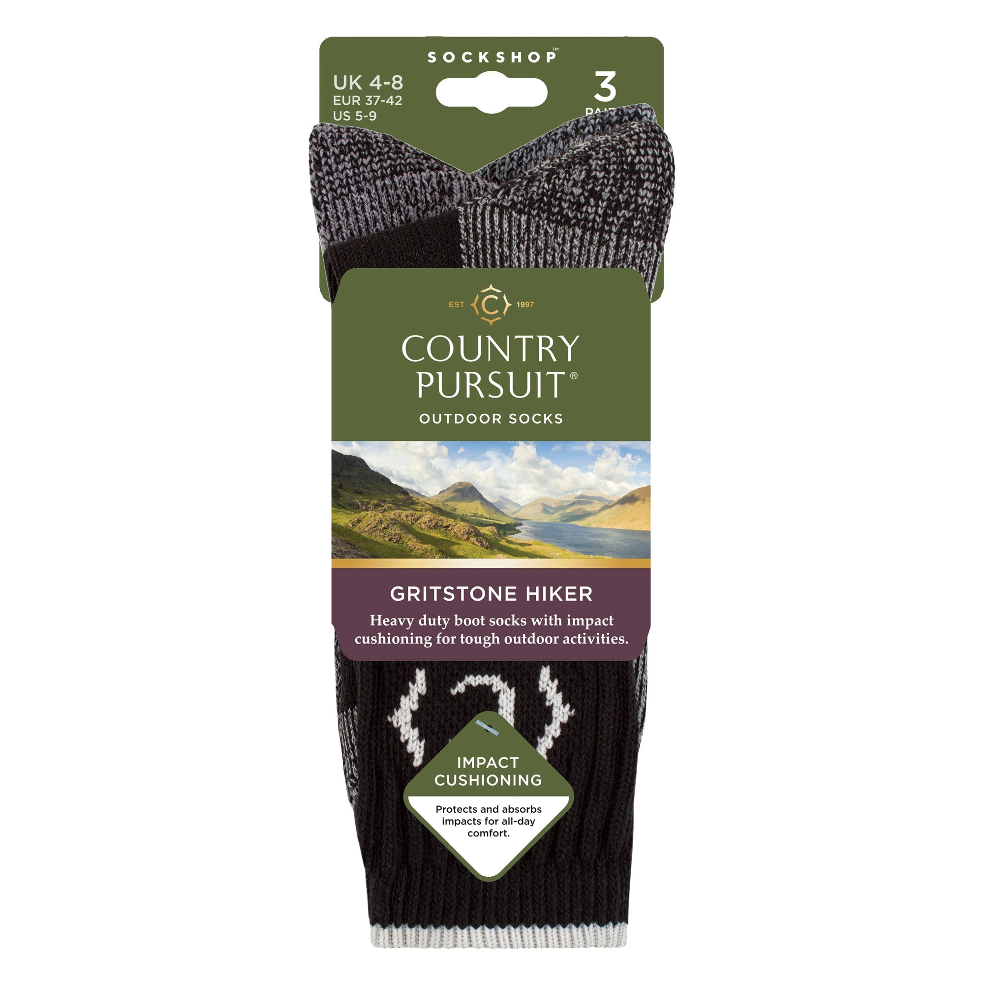 Country Pursuit Womens Heavy Duty Durable Cushioned Hiking Socks with Reinforced Heel and Toe