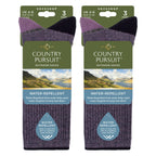 Country Pursuit 6 Pairs Womens Water Repellent Midweight Outdoor Socks for Hiking and Walking