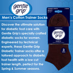 Gentle Grip 6 Pack Mens Diabetic Trainer Socks Loose Top Wide Ankle Socks