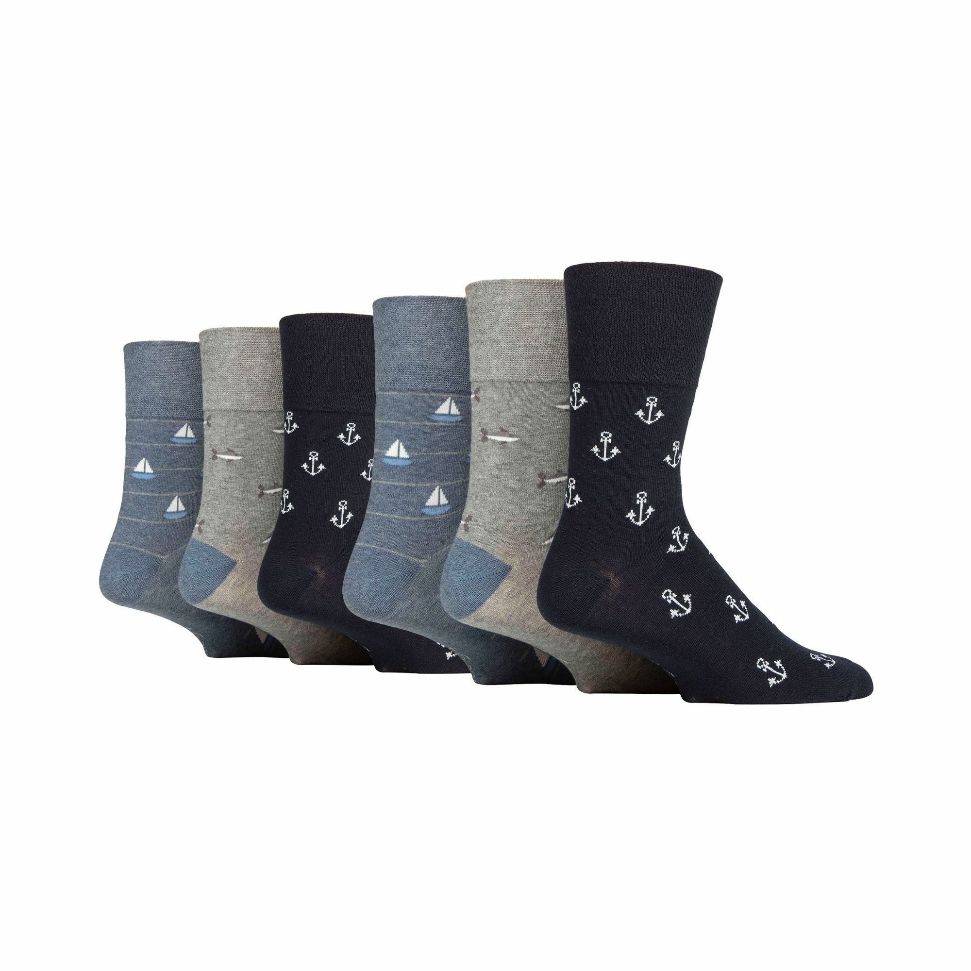 Sock Snob 6 Pack Mens Non Elastic Loose Top Patterned Socks