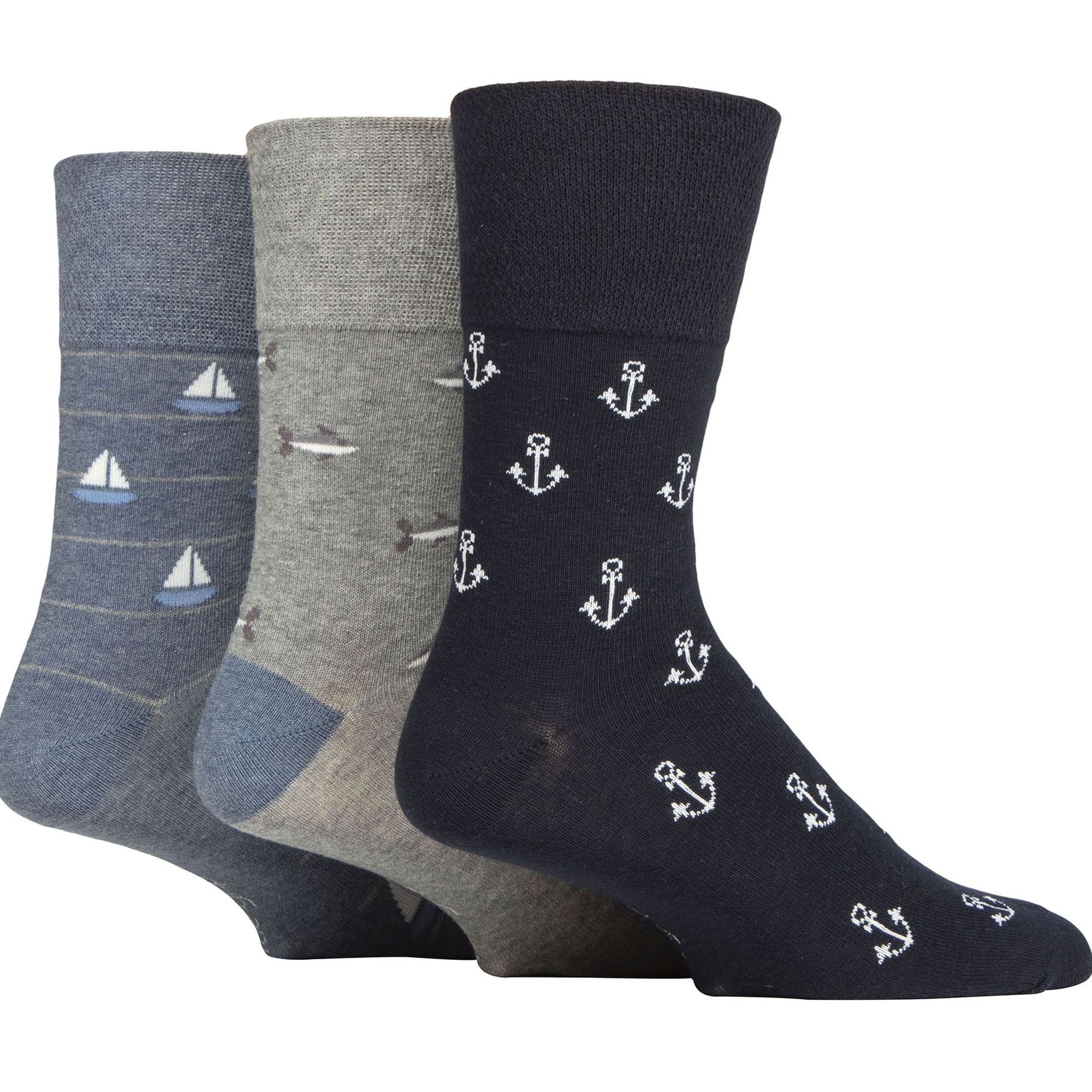Sock Snob 6 Pack Mens Non Elastic Loose Top Patterned Socks