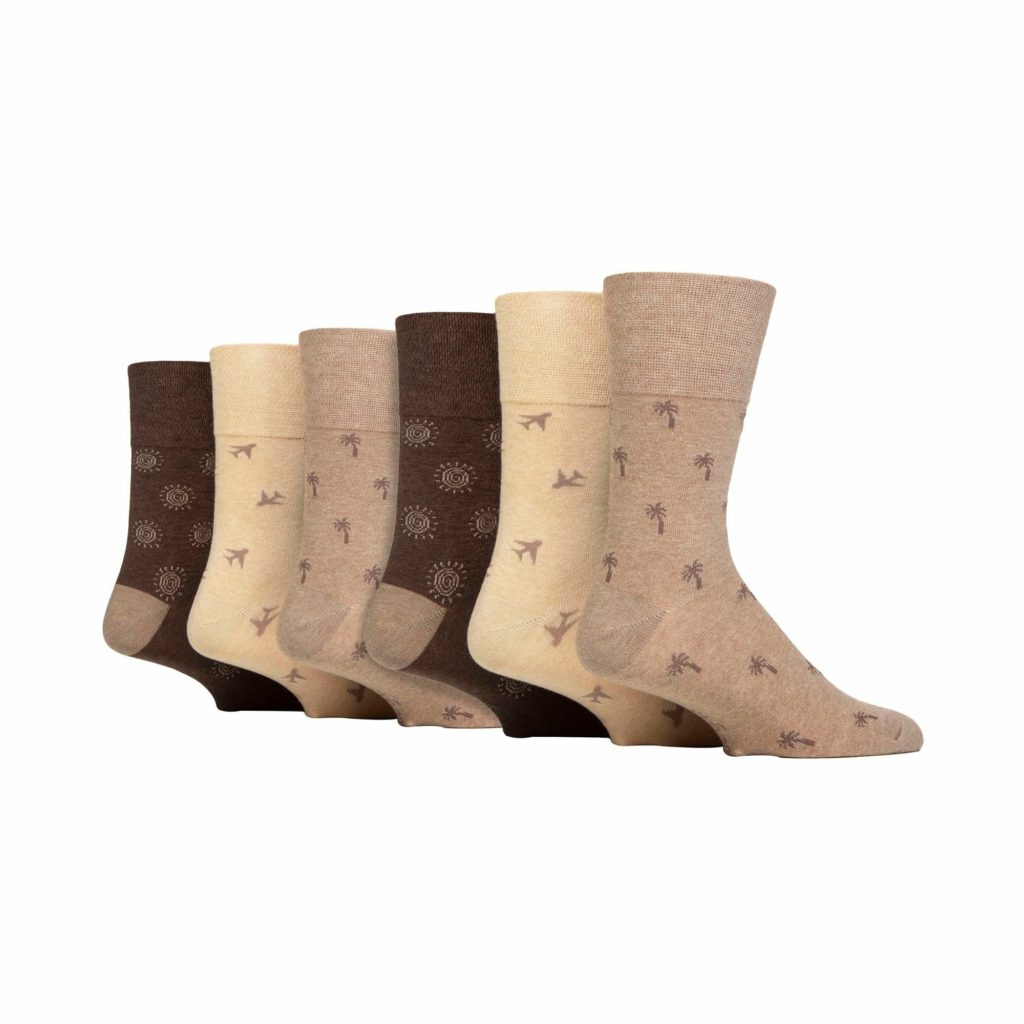 Sock Snob 6 Pack Mens Non Elastic Loose Top Patterned Socks
