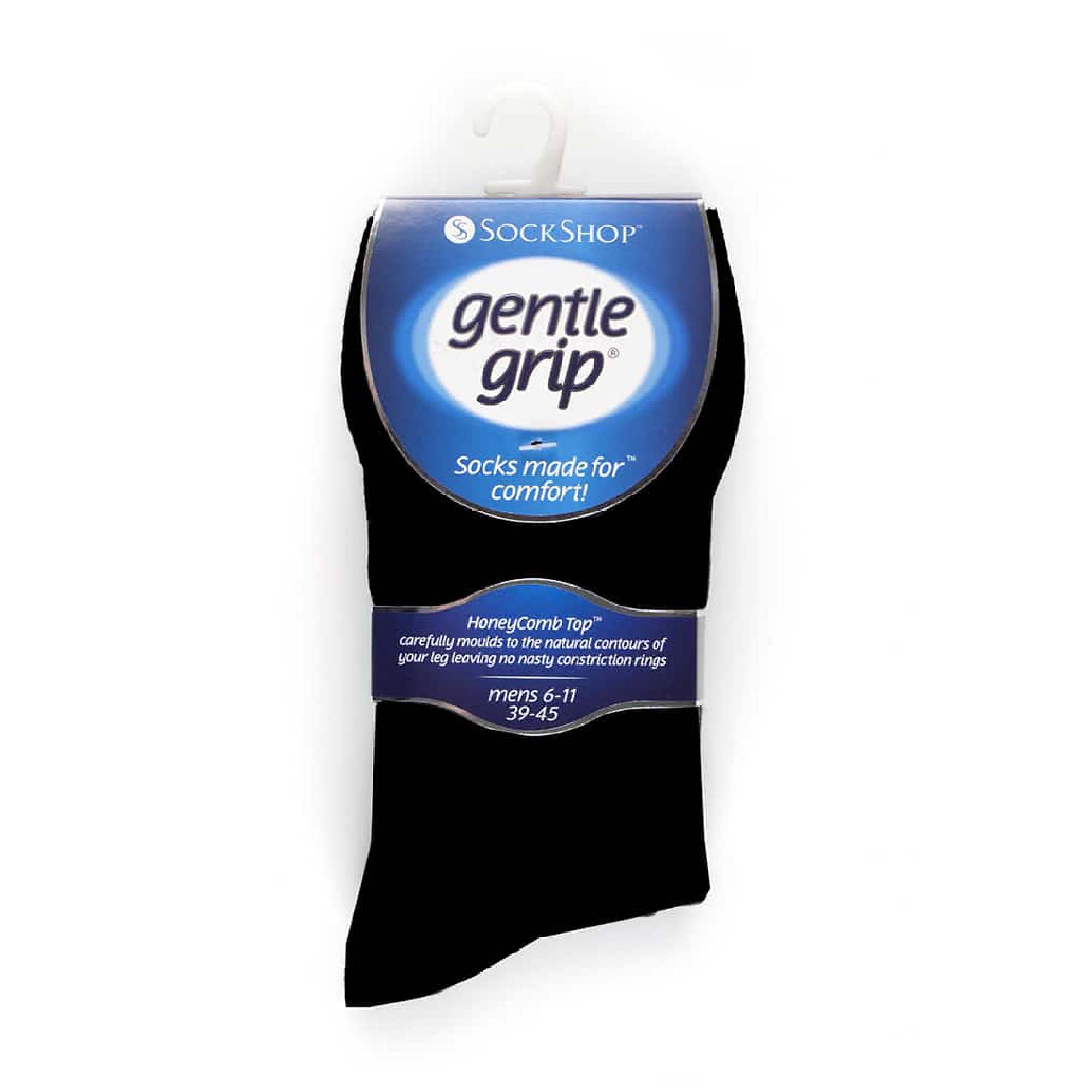 Gentle Grip 6 Pack Mens Loose Top Plain Coloured Cotton Socks