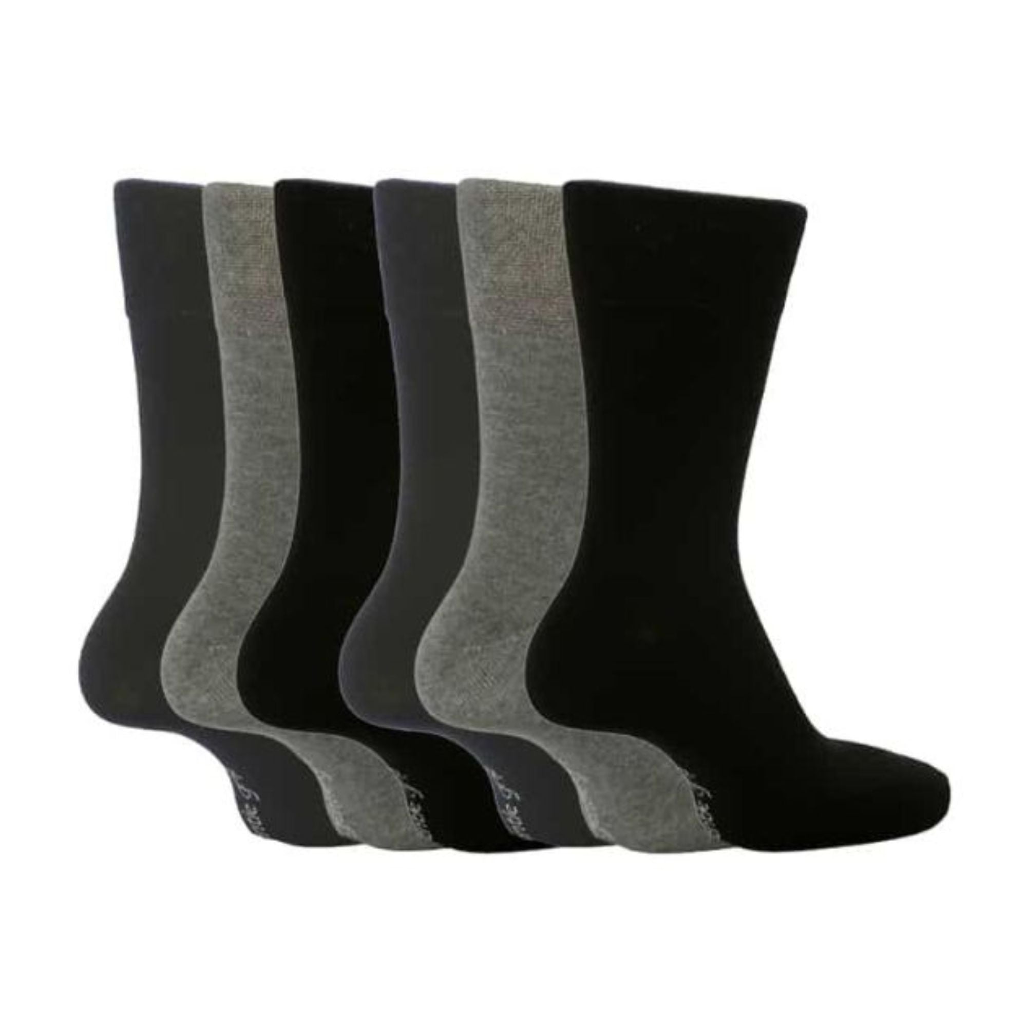 Gentle Grip 6 Pack Mens Loose Top Plain Coloured Cotton Socks
