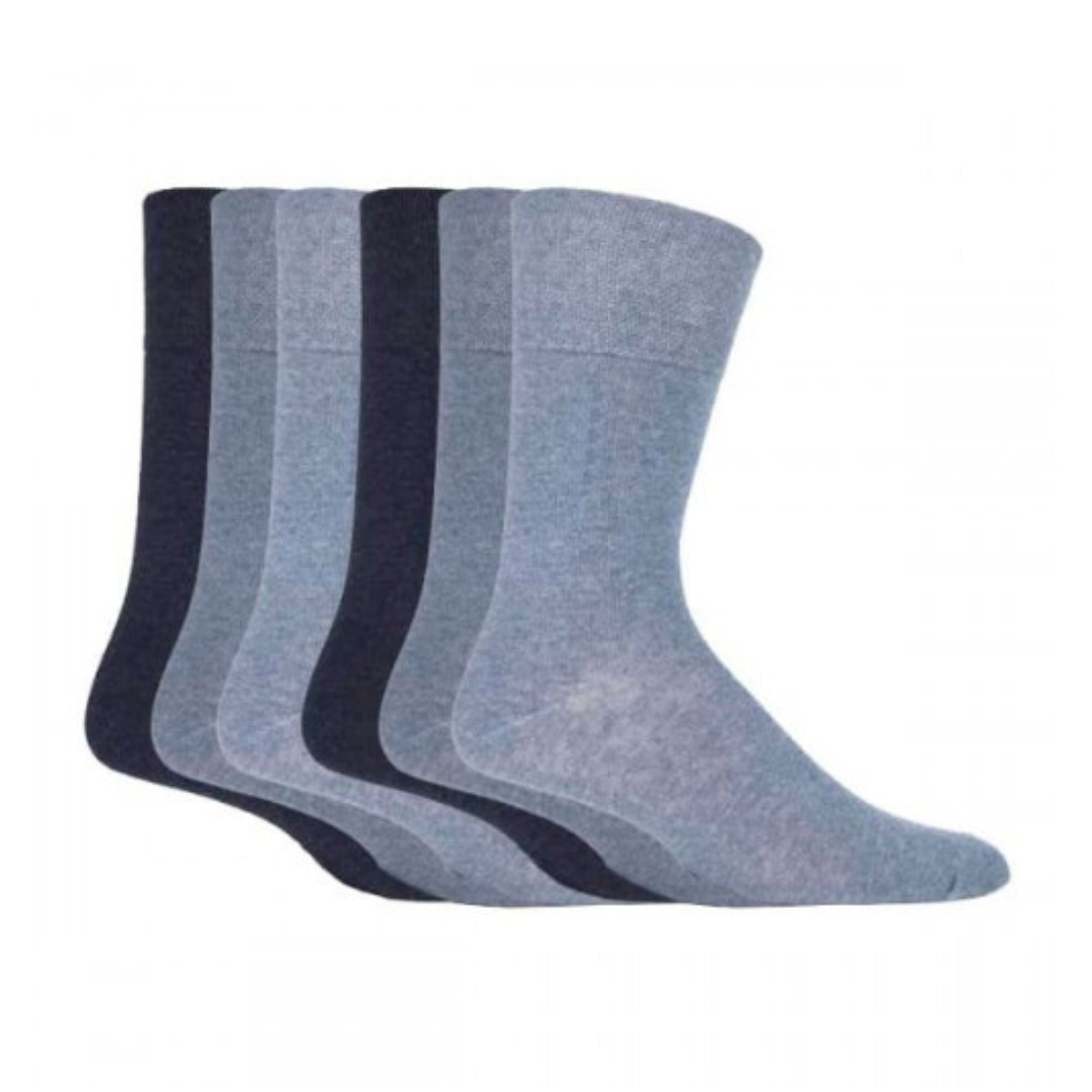 Gentle Grip 6 Pack Mens Loose Top Plain Coloured Cotton Socks